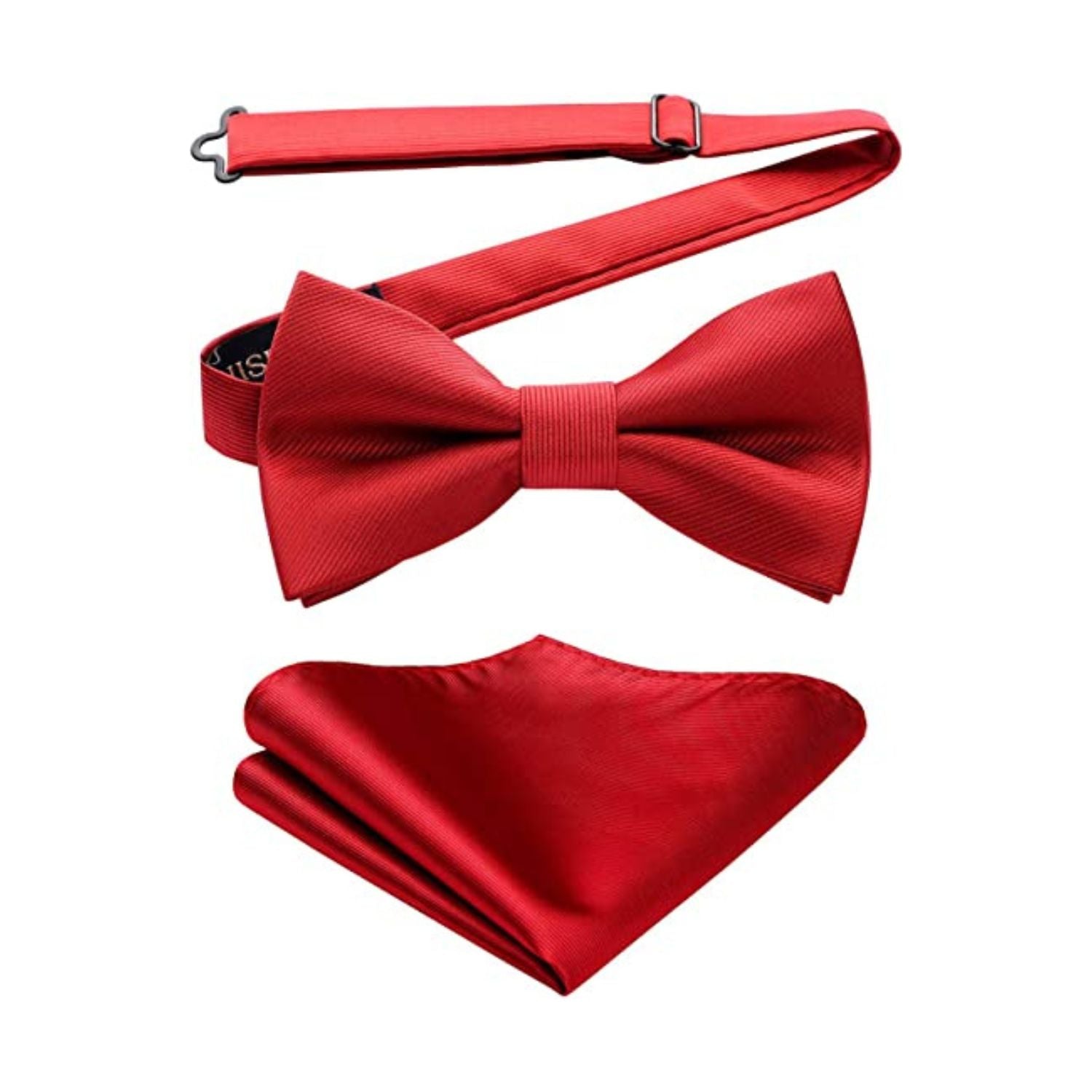 Red Solid Pre-Tied Bow Tie Accessories Set For Evening Wear