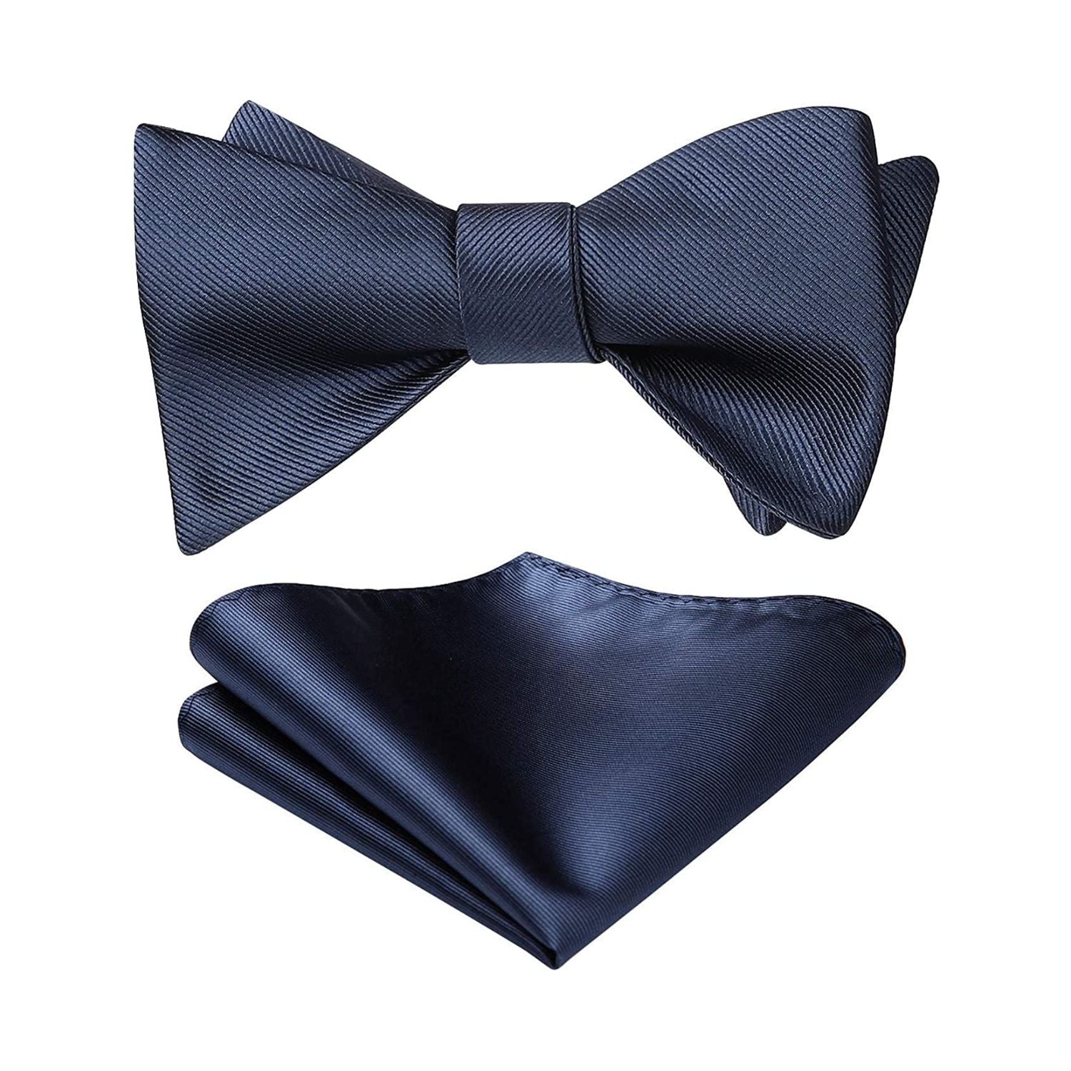 Navy Blue Solid Bow Tie Accessories Set For Evening Wear