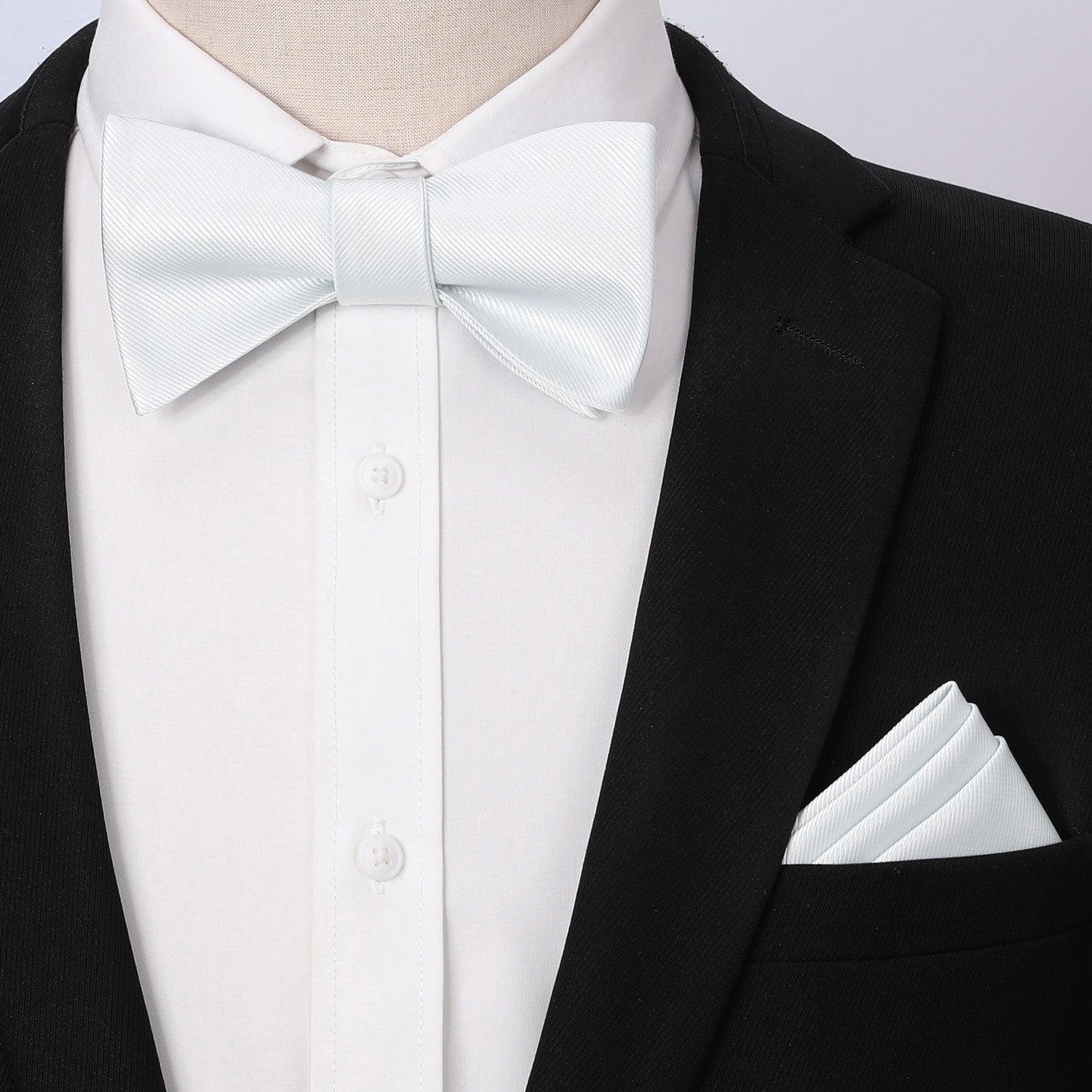 White Solid Bow Tie Accessories Set For Evening Wear - Image 2