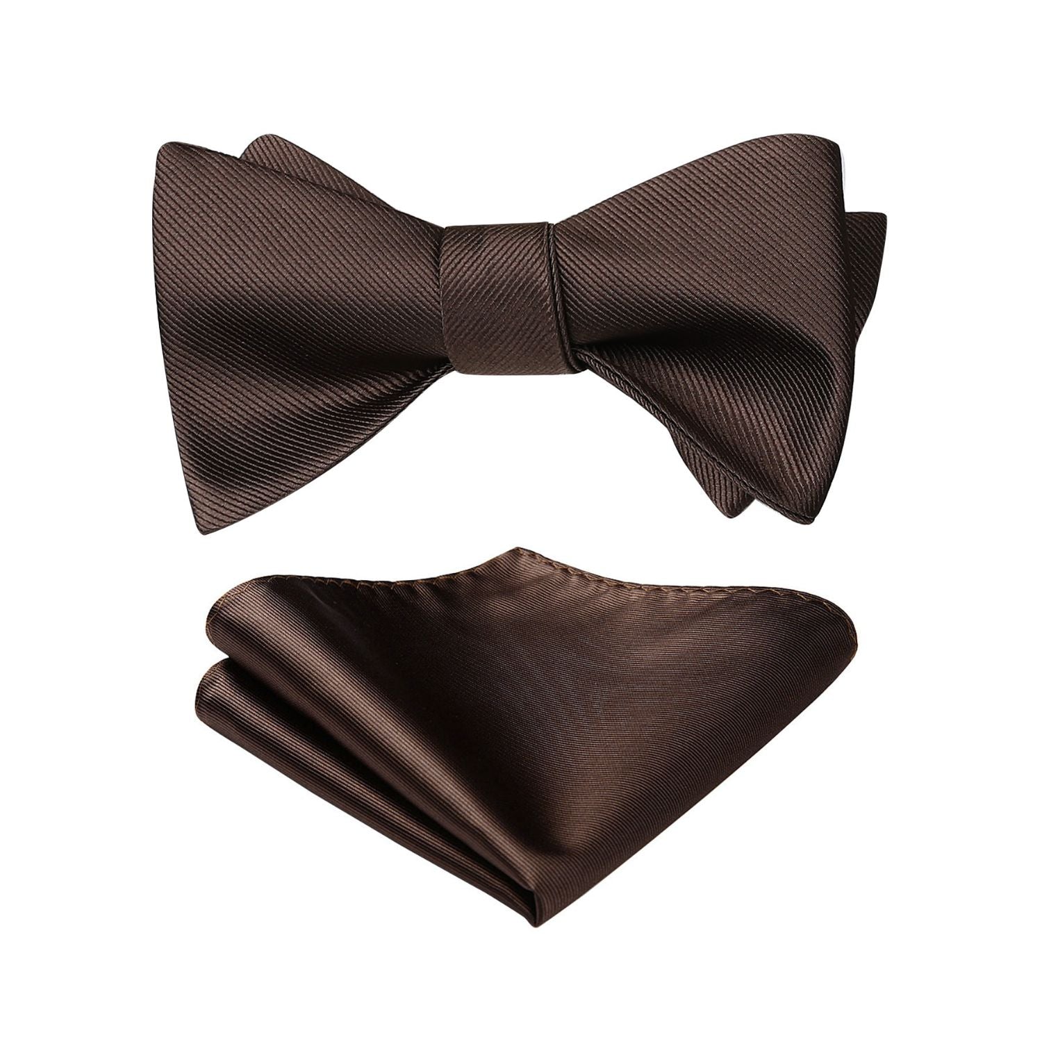 Brown Solid Bow Tie Accessories Set For Evening Wear