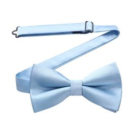 Baby Blue Solid Pre-Tied Bow Tie For Evening Wear