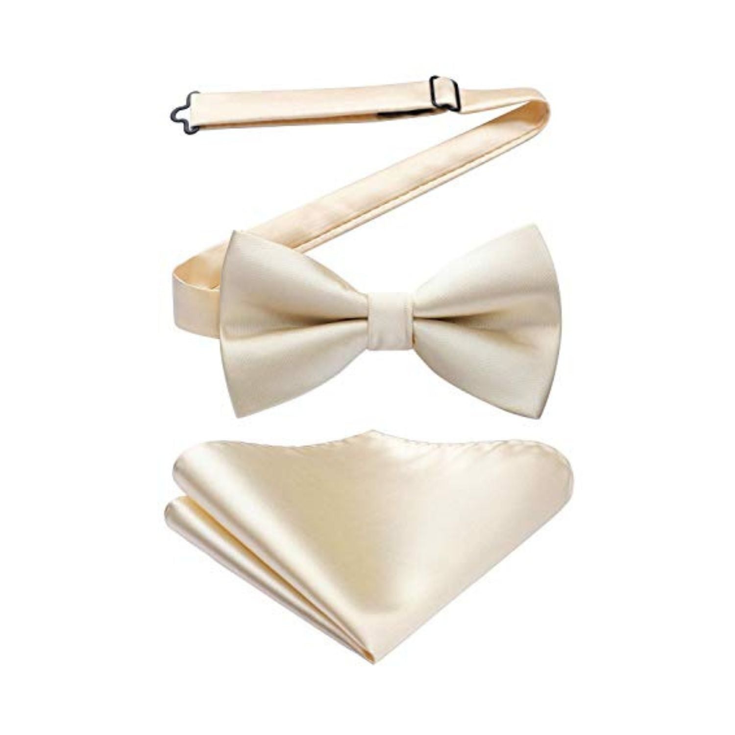 Champagne Solid Pre-Tied Bow Tie Accessories Set For Evening Wear