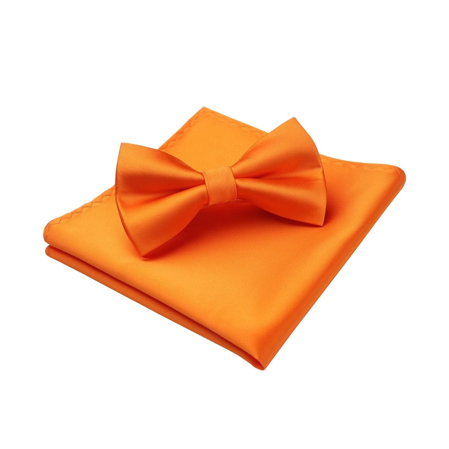 Orange Solid Pre-Tied Bow Tie Accessories Set For Evening Wear - Image 3