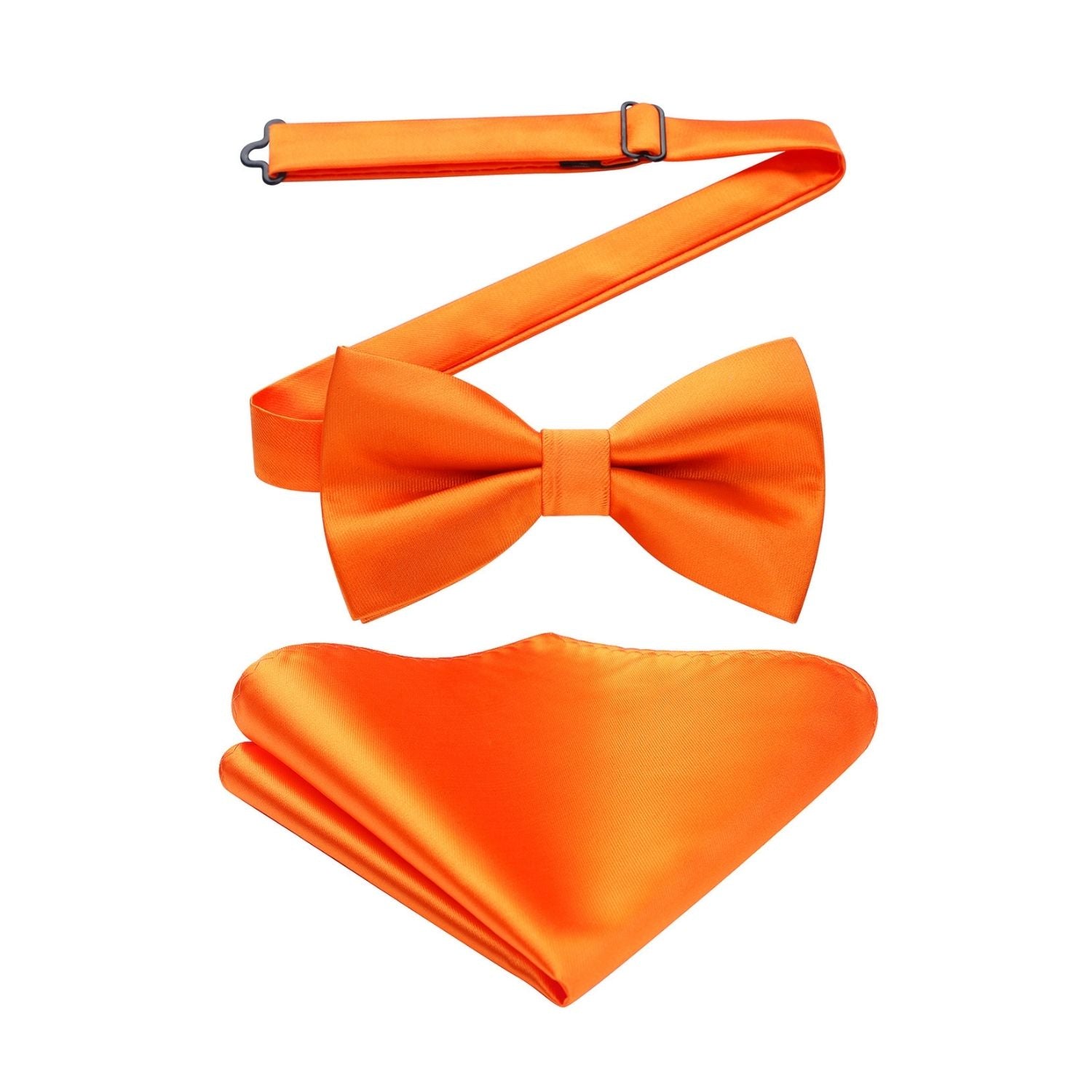 Orange Solid Pre-Tied Bow Tie Accessories Set For Evening Wear