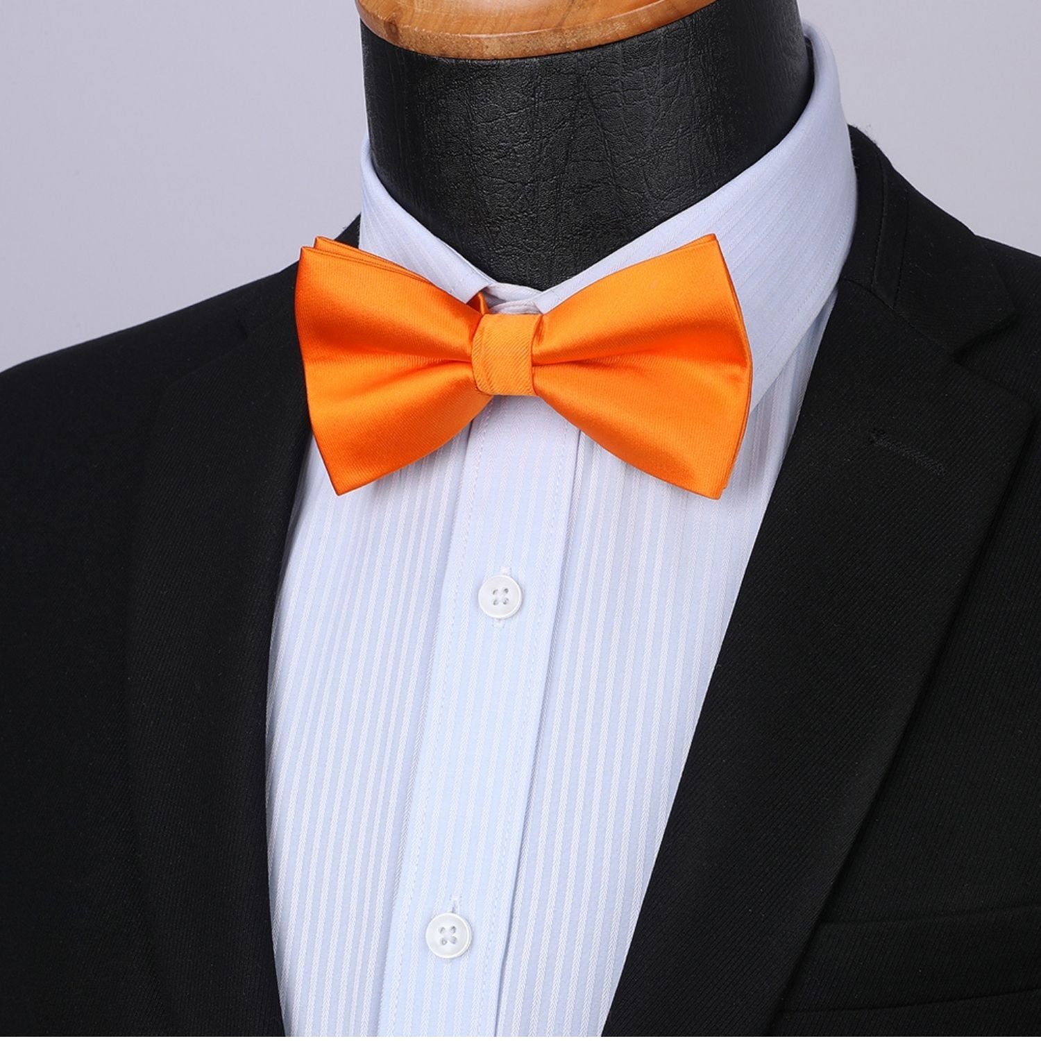 Orange Solid Pre-Tied Bow Tie Accessories Set For Evening Wear - Image 2