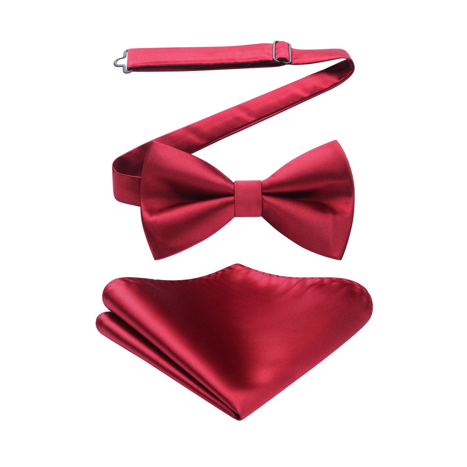 Burgundy Solid Pre-Tied Bow Tie Accessories Set For Evening Wear