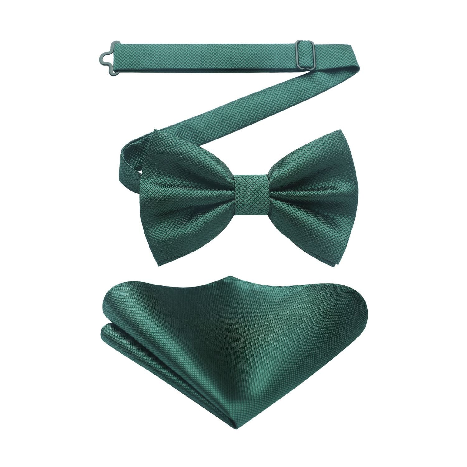 Emerald Green Solid Pre-Tied Bow Tie Accessories Set For Evening Wear