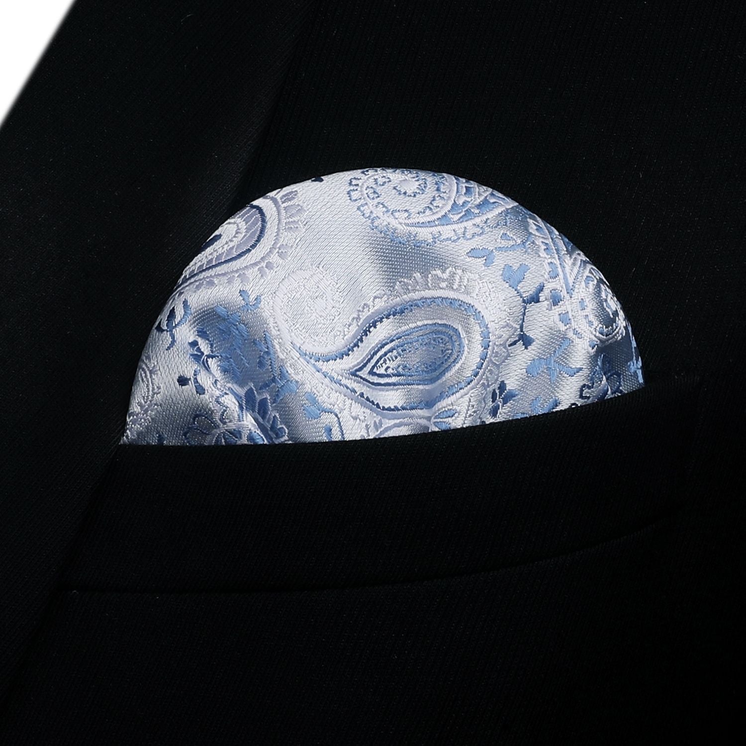 Silver Blue Paisley Bow Tie Set For Evening Wear - Image 3
