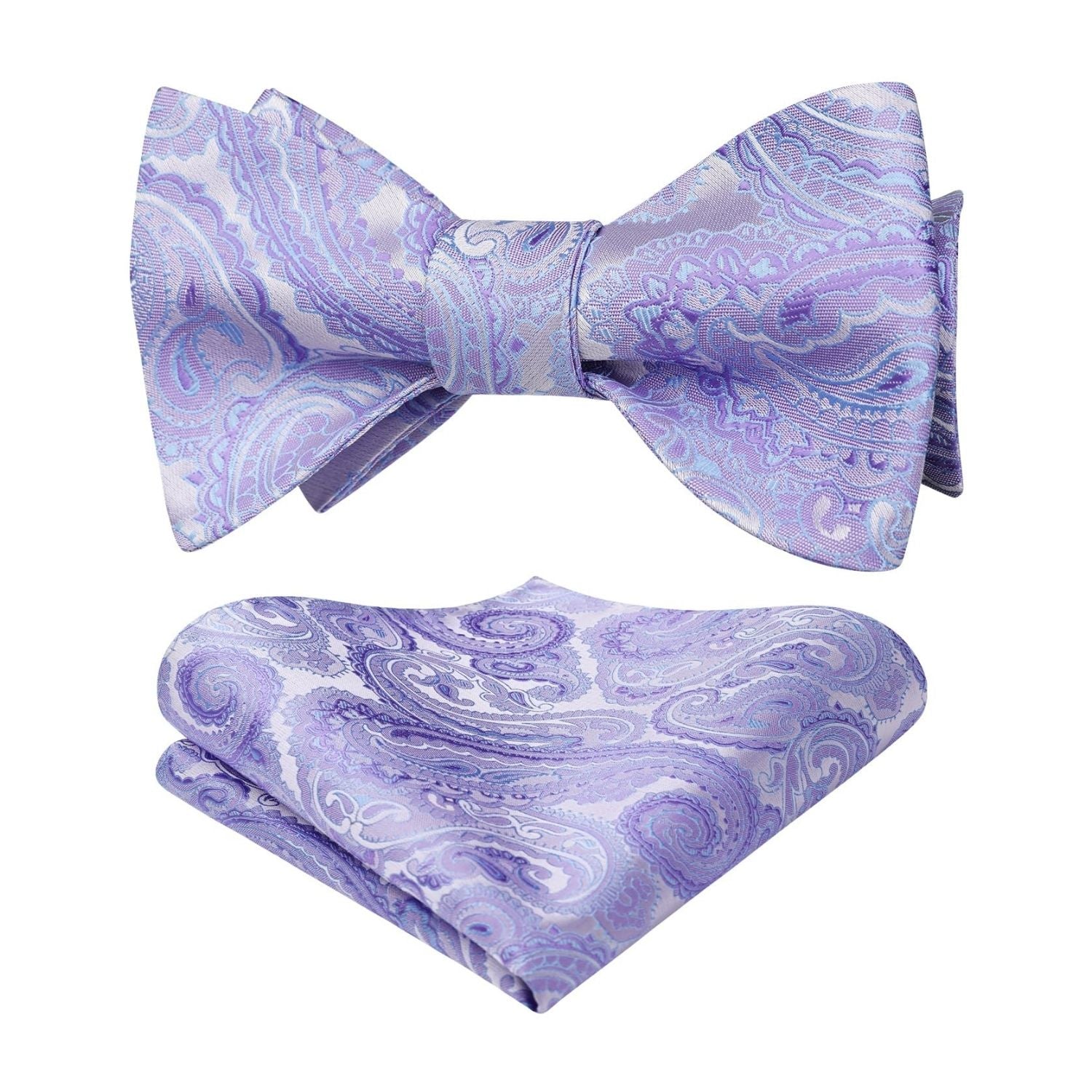 Light Purple Paisley Bow Tie Set For Evening Wear
