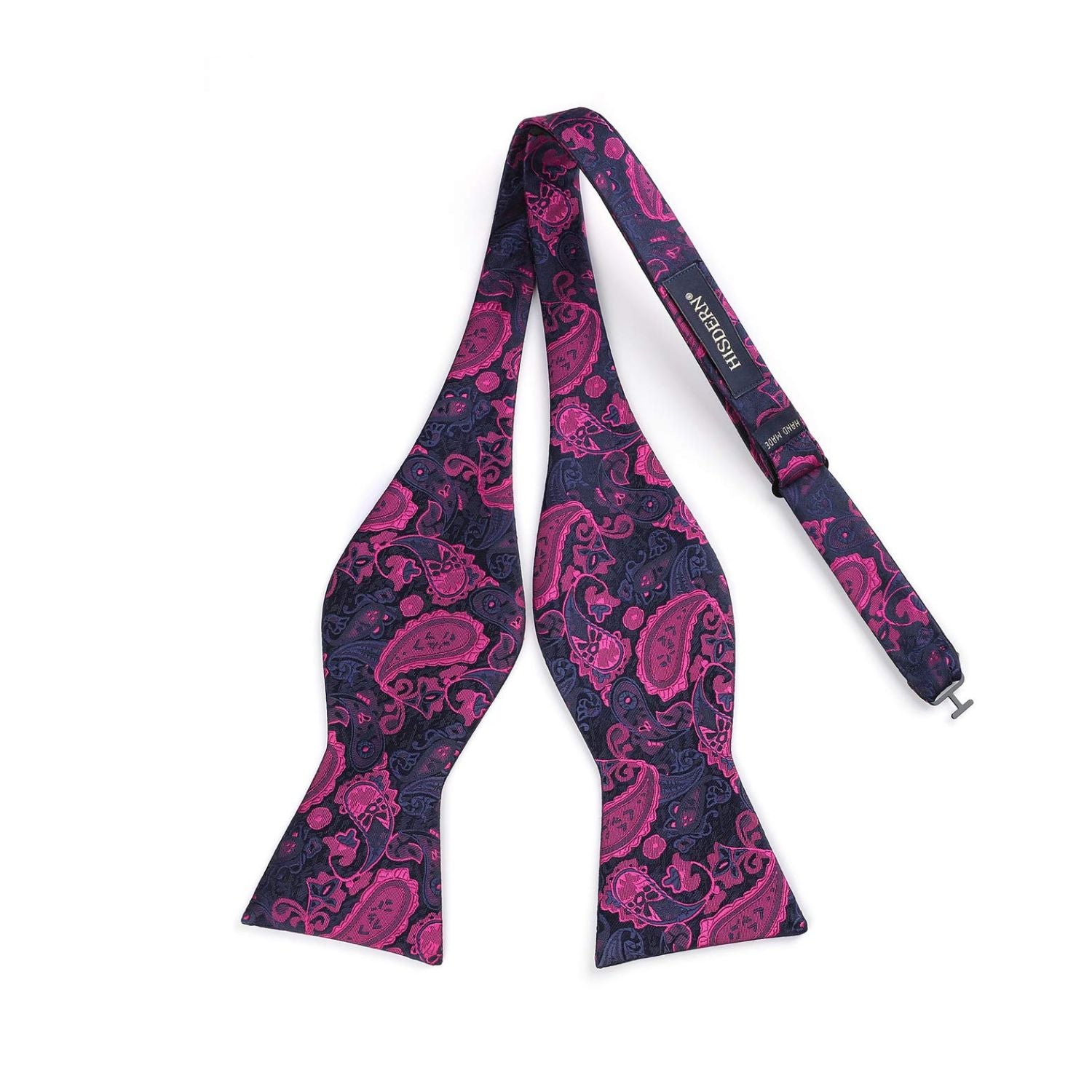 Plum Navy Blue Paisley Bow Tie Set For Evening Wear - Image 4