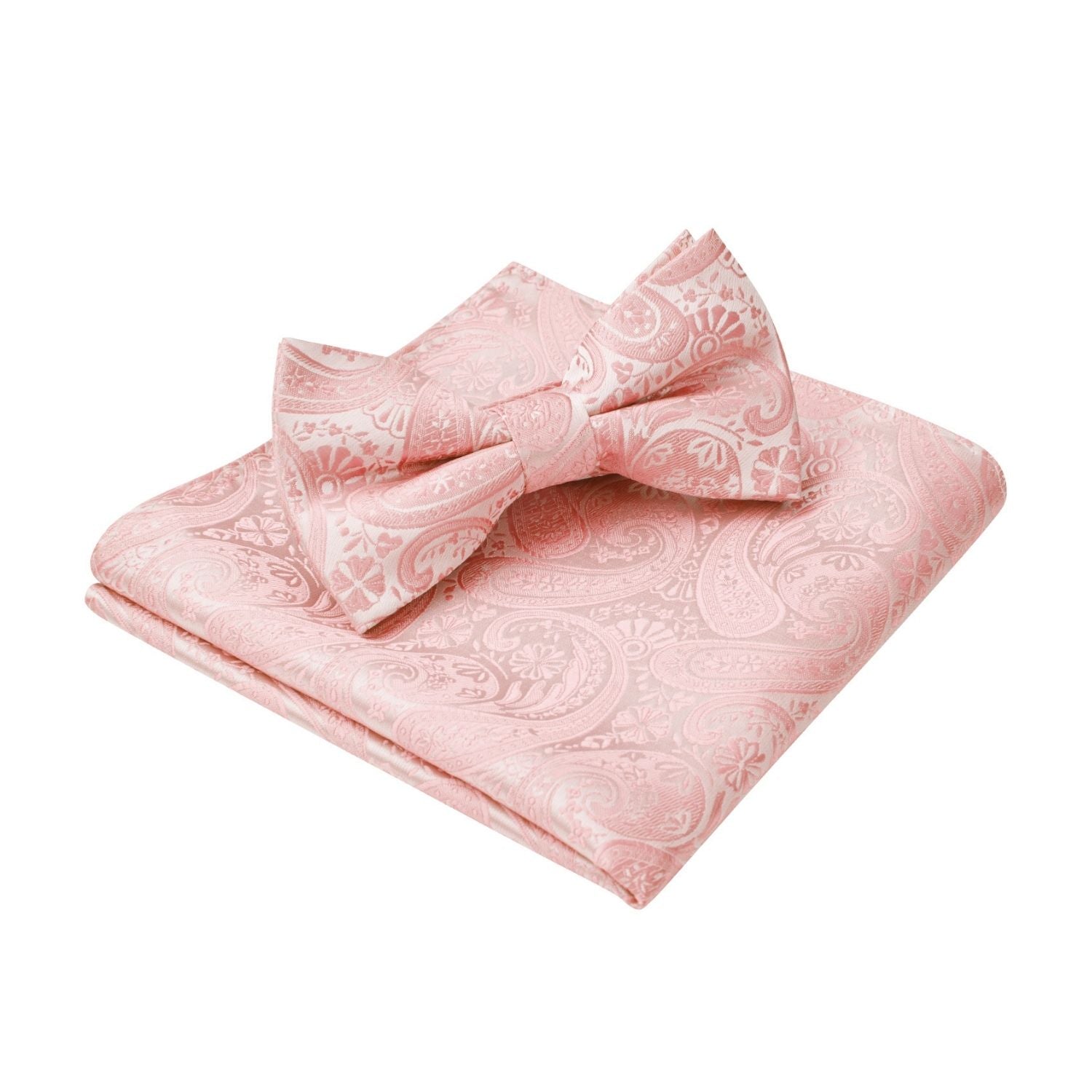 Baby Pink Paisley Pre-Tied Bow Tie Set For Wedding - Image 3