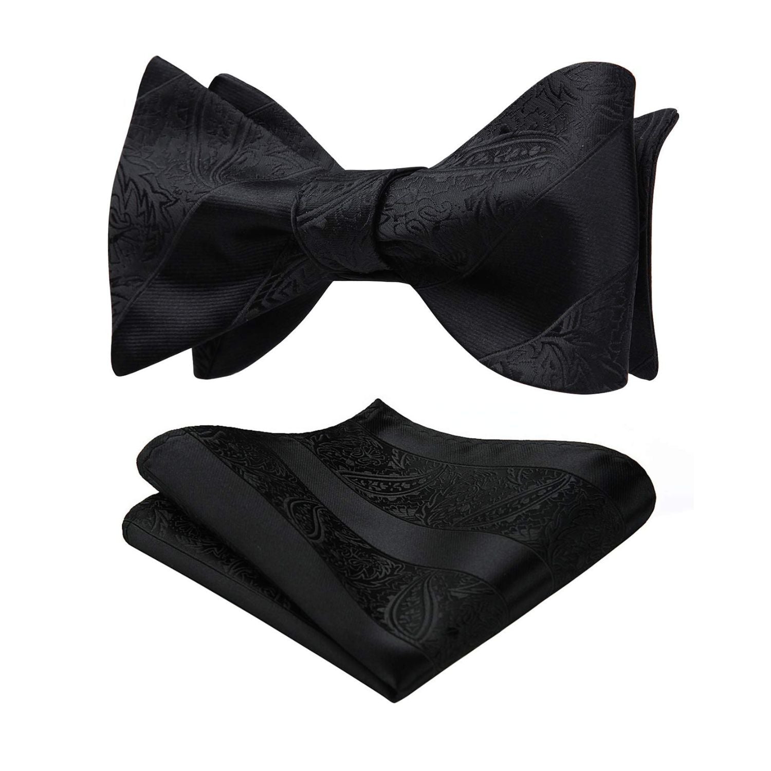 Black Paisley Bow Tie Set For Evening Wear