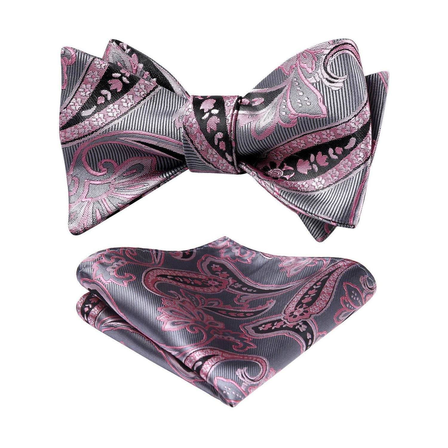 Pink Paisley Bow Tie Set For Evening Wear