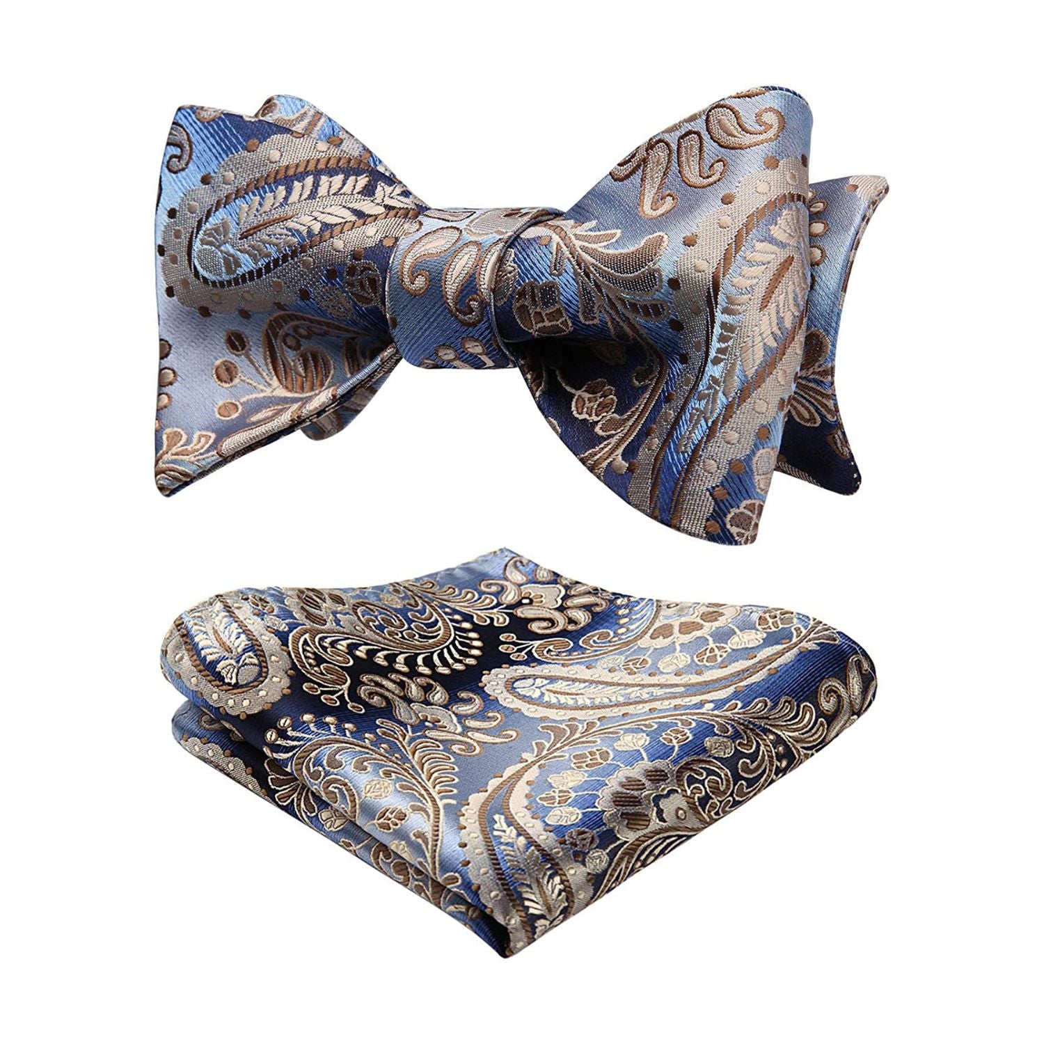 Blue Paisley Bow Tie Set Groomsmen Wedding