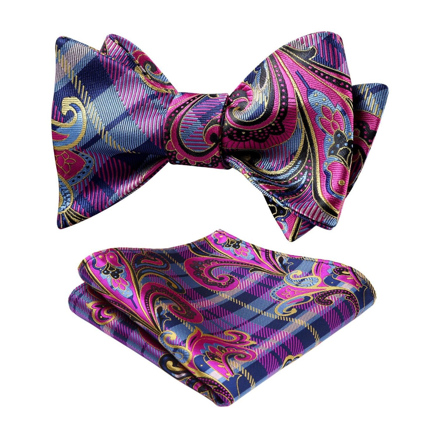 Pink Paisley Bow Tie Set For Evening Wear