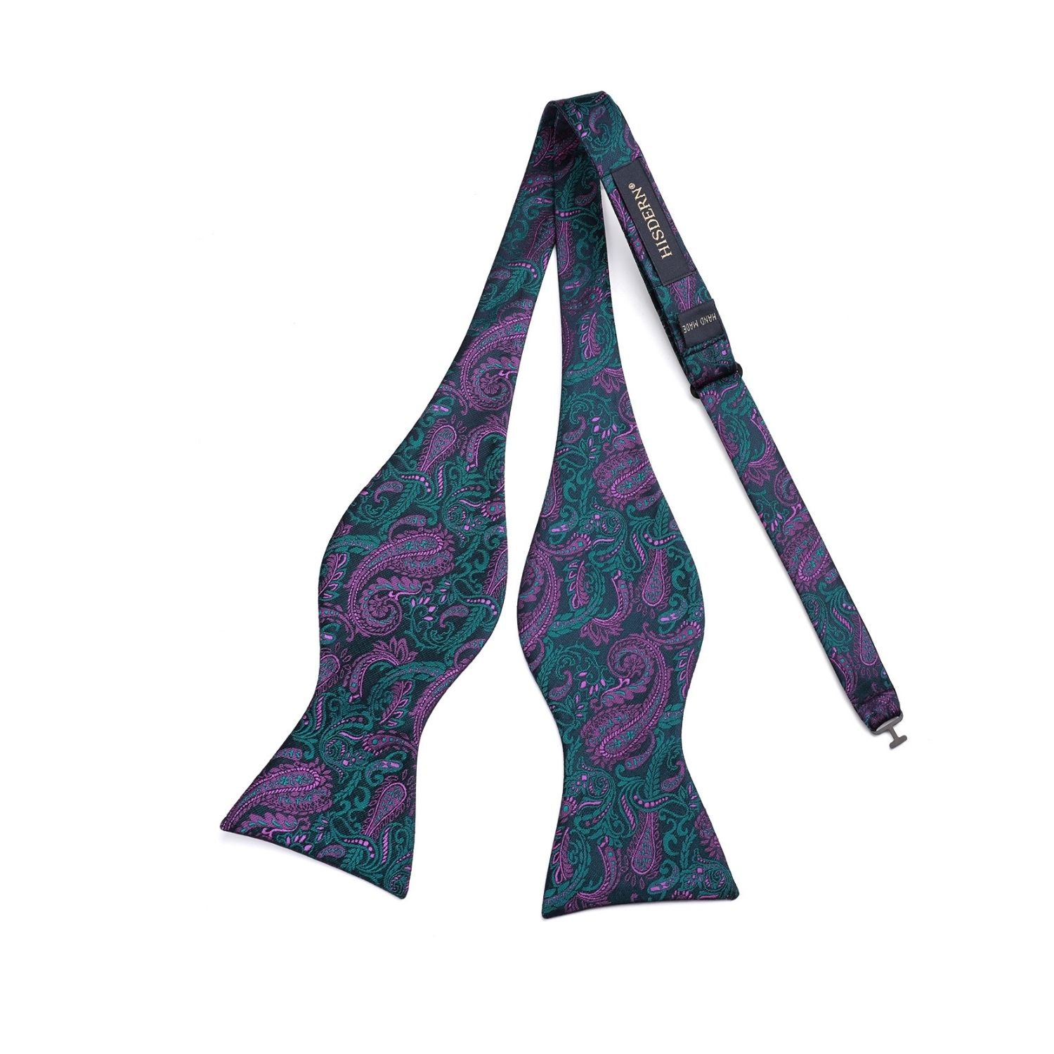Vintage Navy Blue And Purple Paisley Bow Tie Set For Wedding - Image 4
