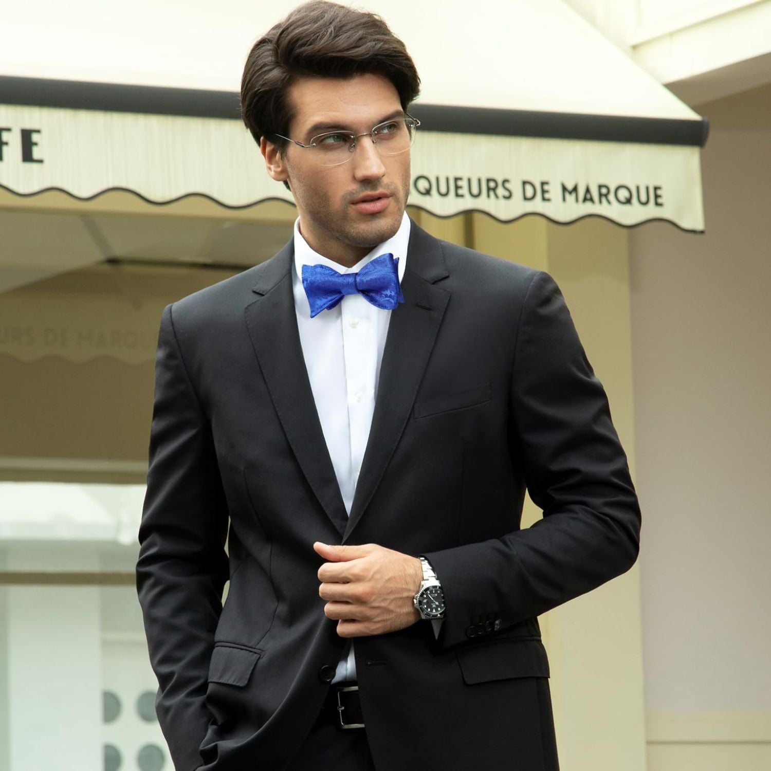 Blue Paisley Bow Tie Set For Evening Wear - Image 2