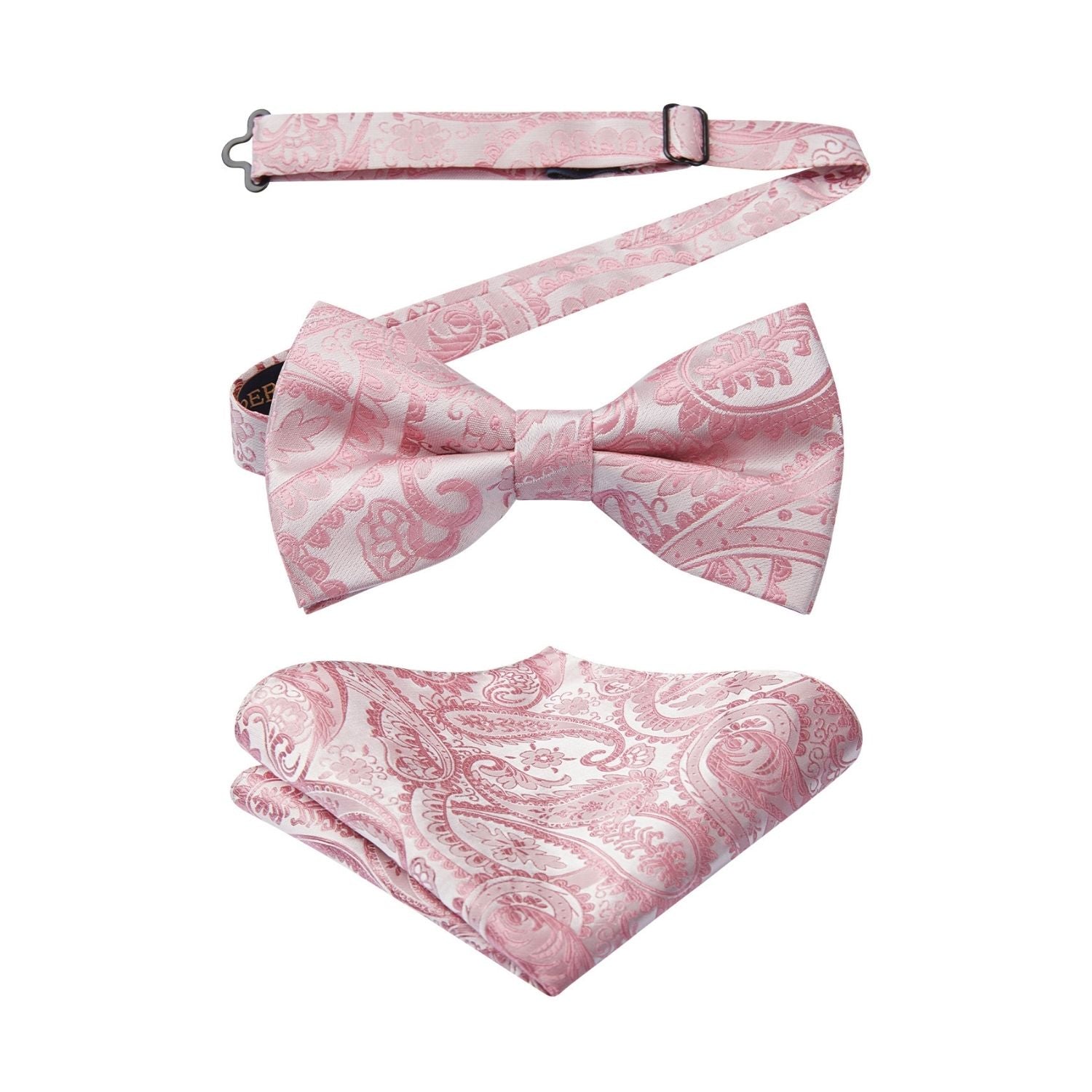 Pink Paisley Pre-Tied Bow Tie Set For Wedding