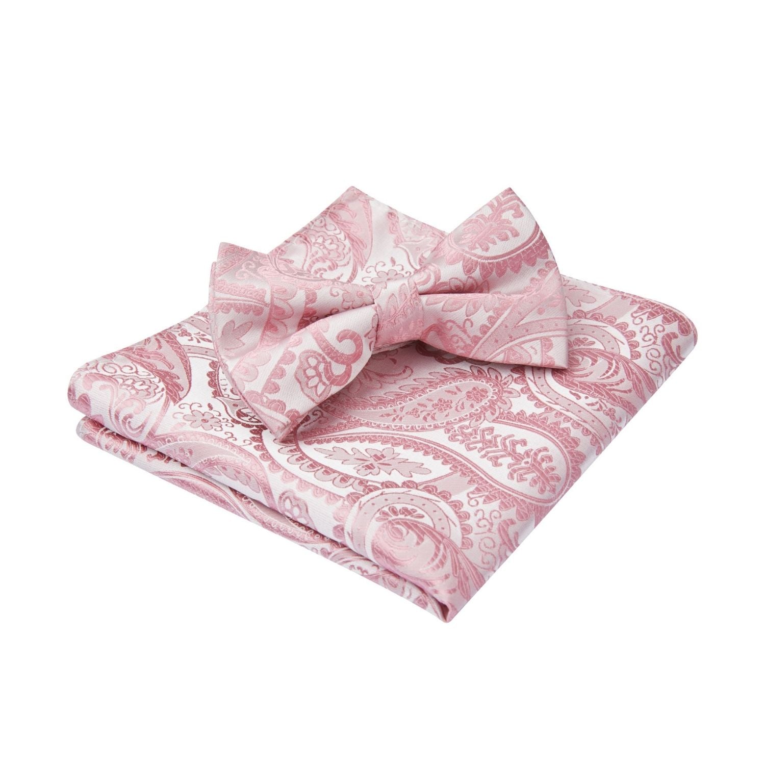 Pink Paisley Pre-Tied Bow Tie Set For Wedding - Image 3
