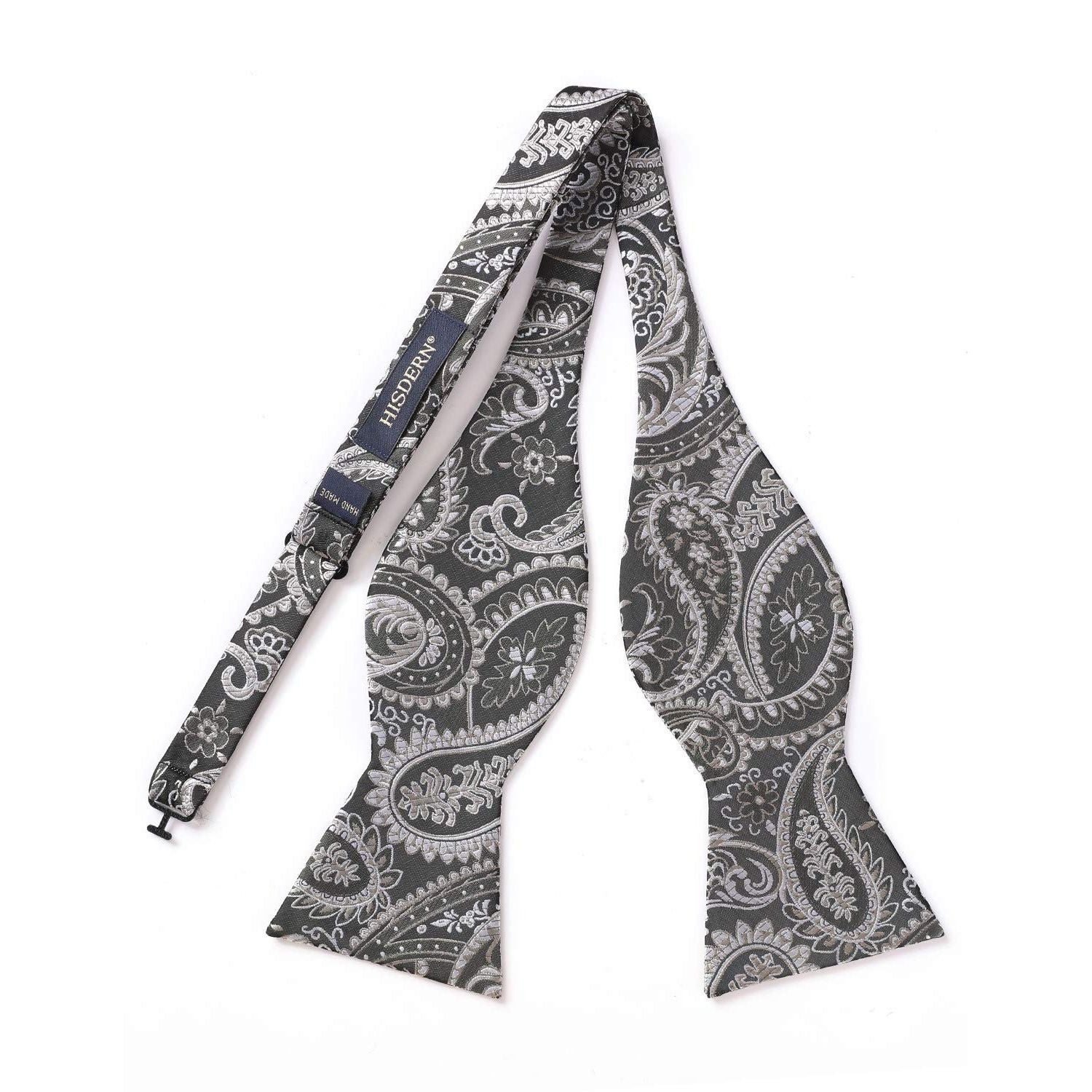 Deep Grey Paisley Bow Tie Set For Evening Wear - Image 3