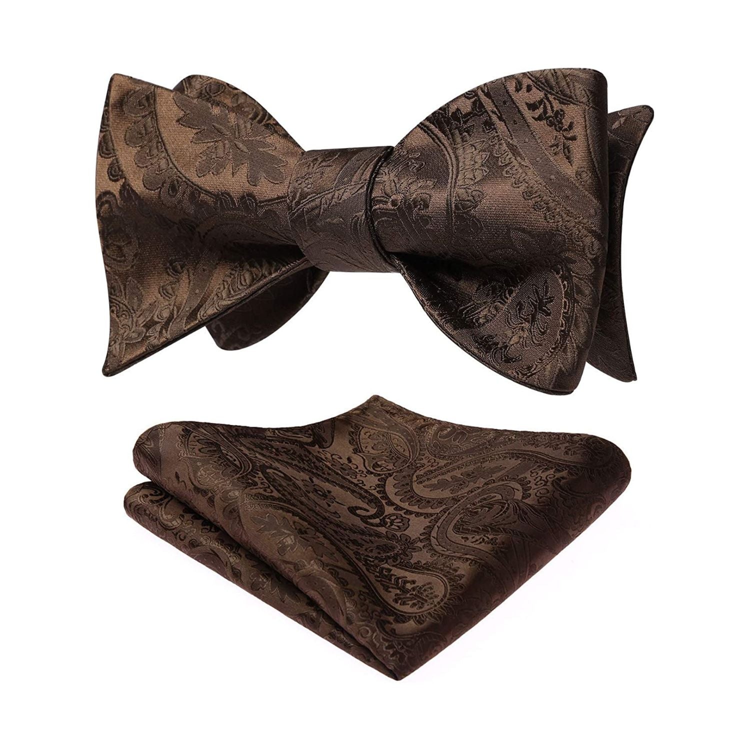 Brown Paisley Bow Tie Set For Evening Wear