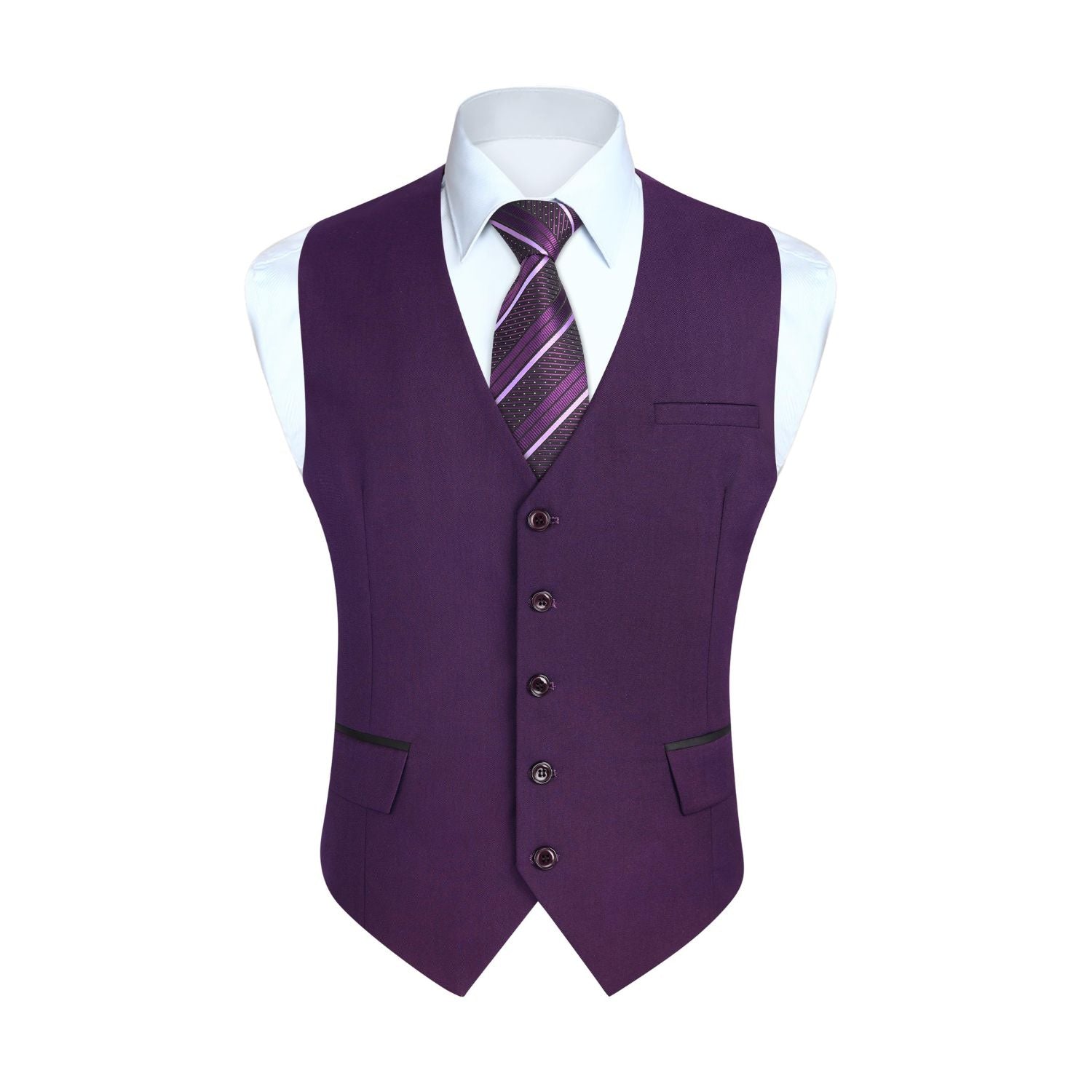Men's Deep Purple Satin Suit Vest Formal Wear For Wedding