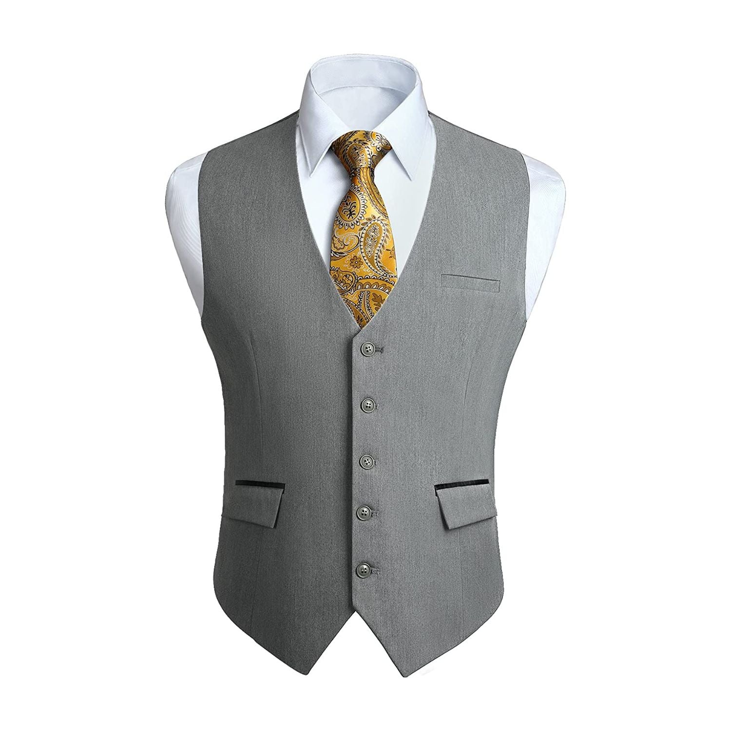 Men's Grey Satin Suit Vest Formal Wear