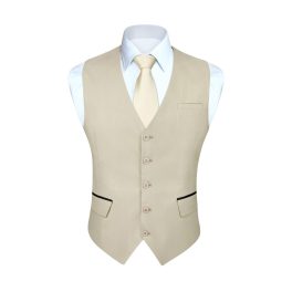 Men's Khaki Beige Light Satin Suit Vest Formal Wear For Wedding