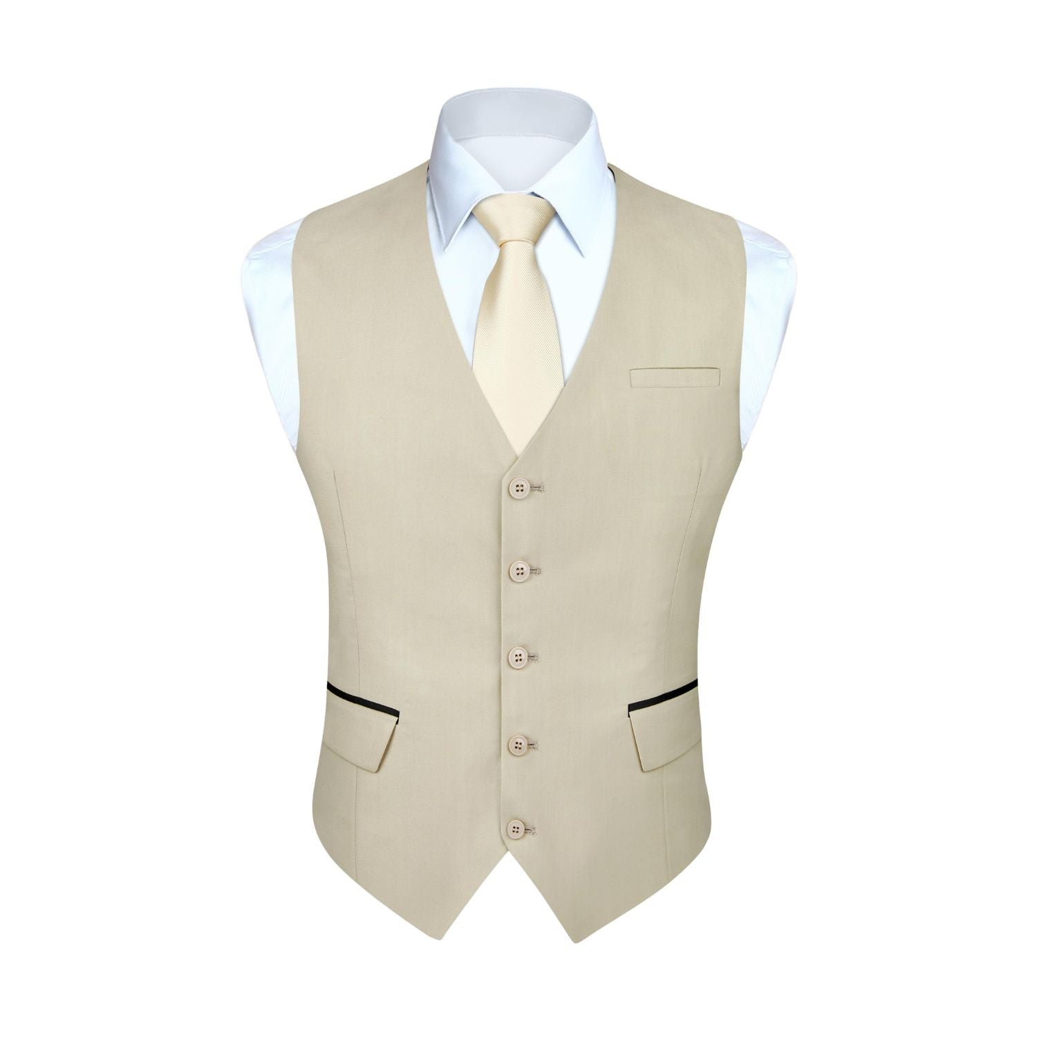 Men's Khaki Beige Light Satin Suit Vest Formal Wear For Wedding