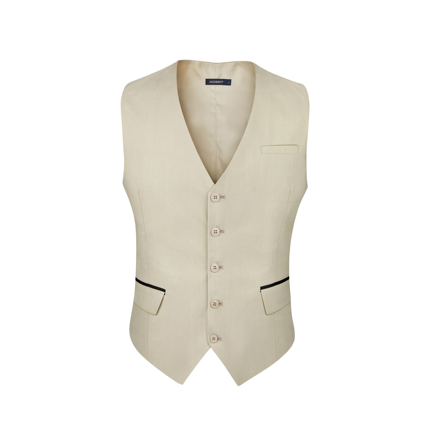 Men's Khaki Beige Light Satin Suit Vest Formal Wear For Wedding - Image 2