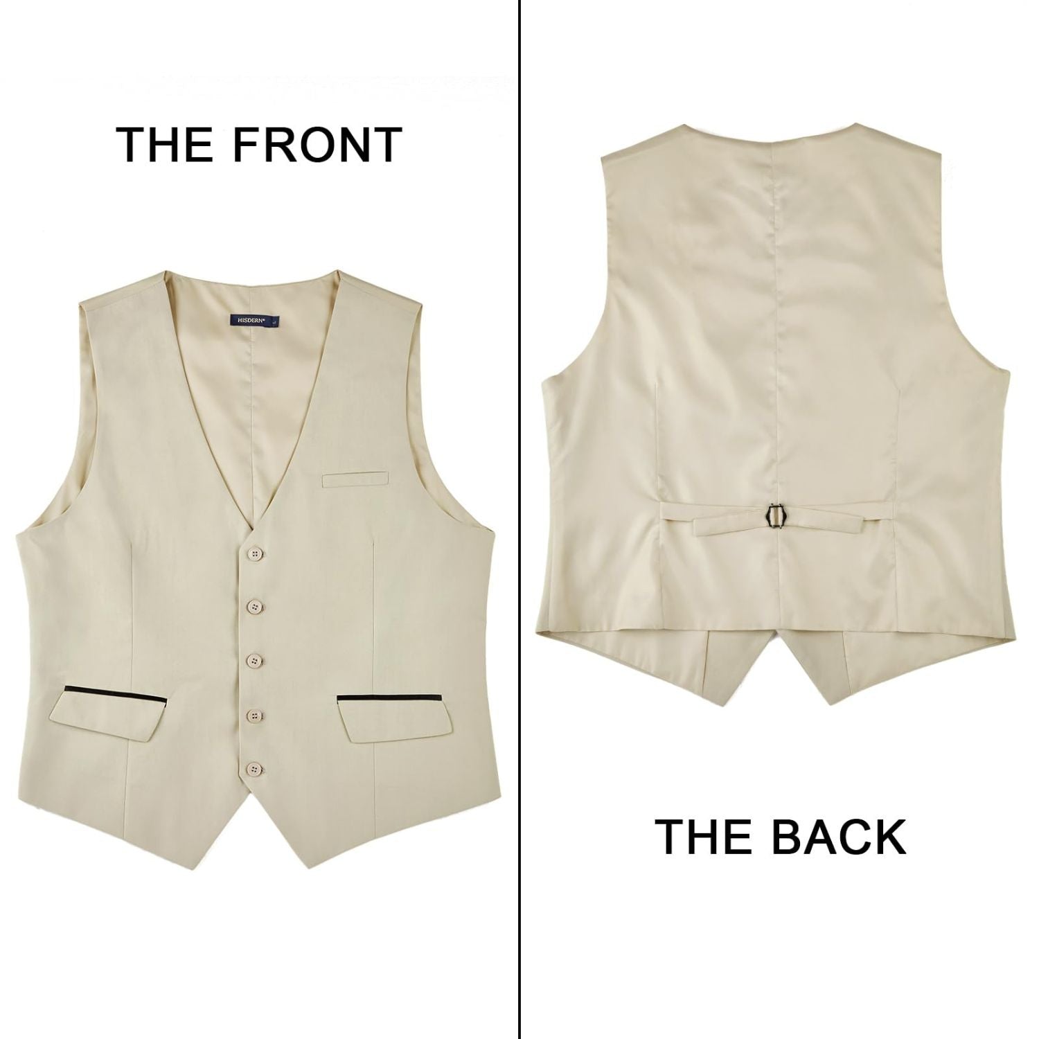 Men's Khaki Beige Light Satin Suit Vest Formal Wear For Wedding - Image 3