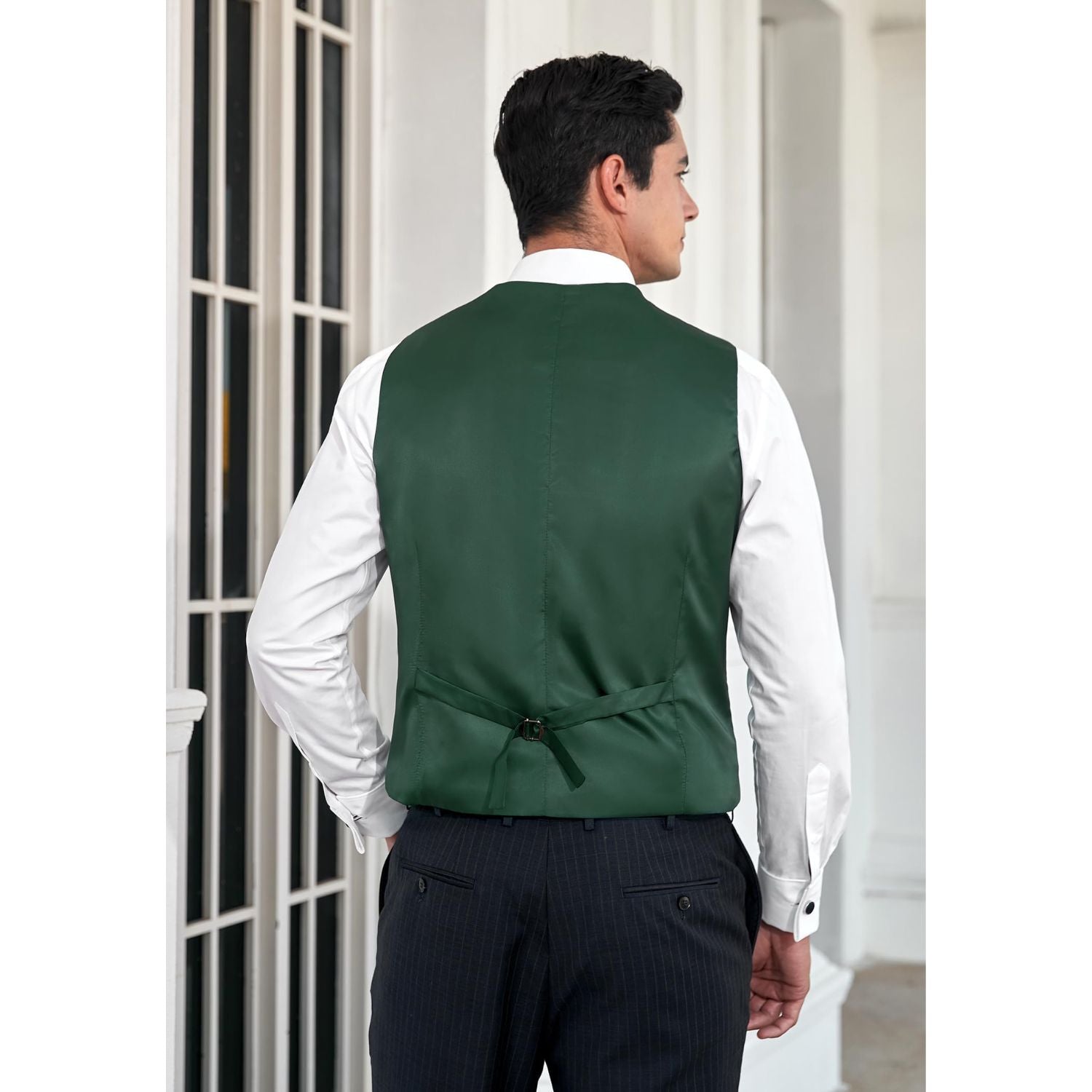 Men's Verde Satin Suit Vest Formal Wear - Image 3