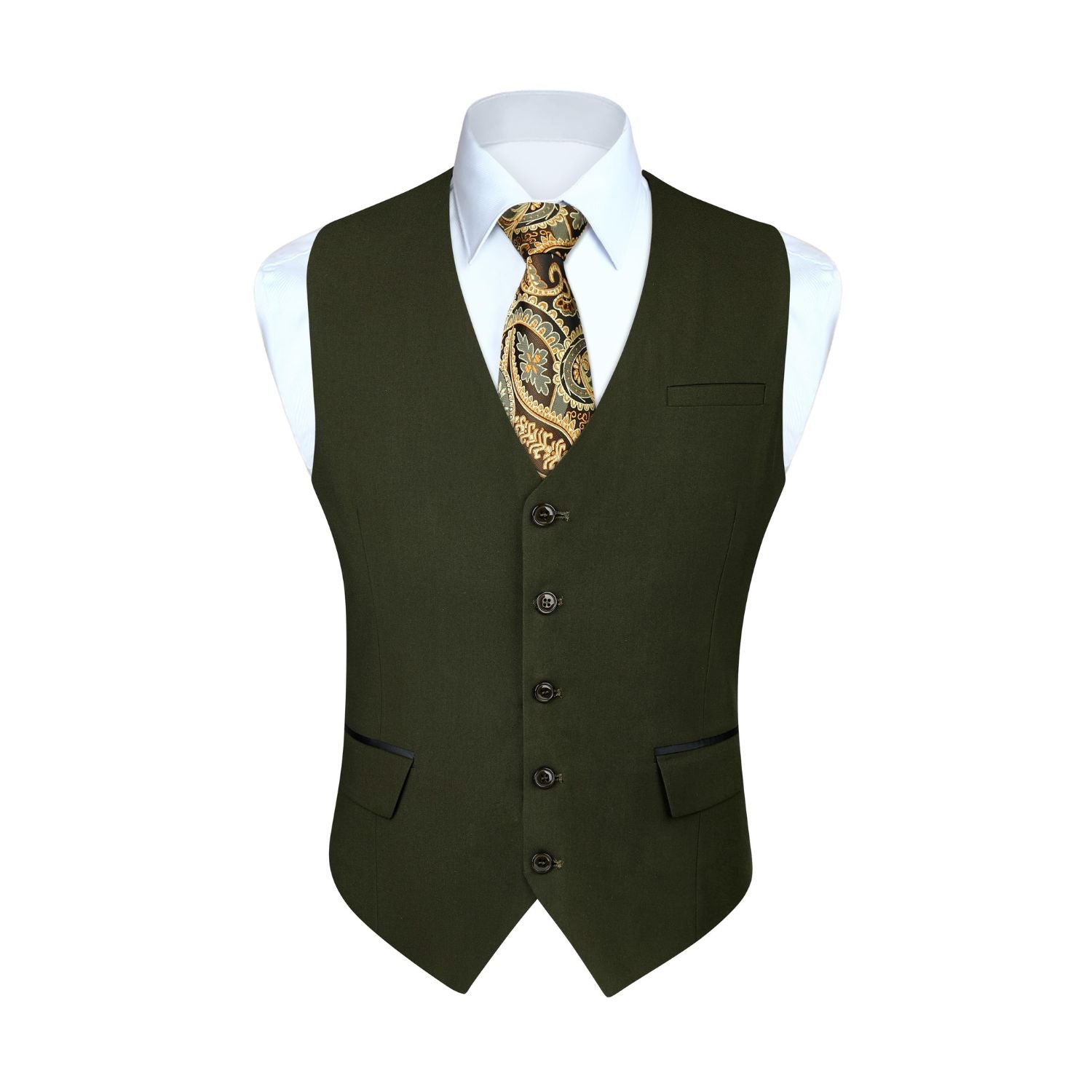 Men's Army Green Satin Suit Vest Formal Wear For Wedding