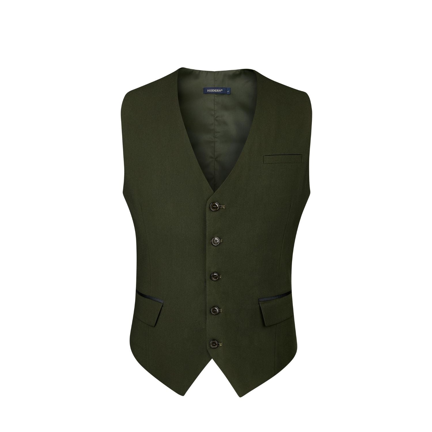 Men's Army Green Satin Suit Vest Formal Wear For Wedding - Image 2