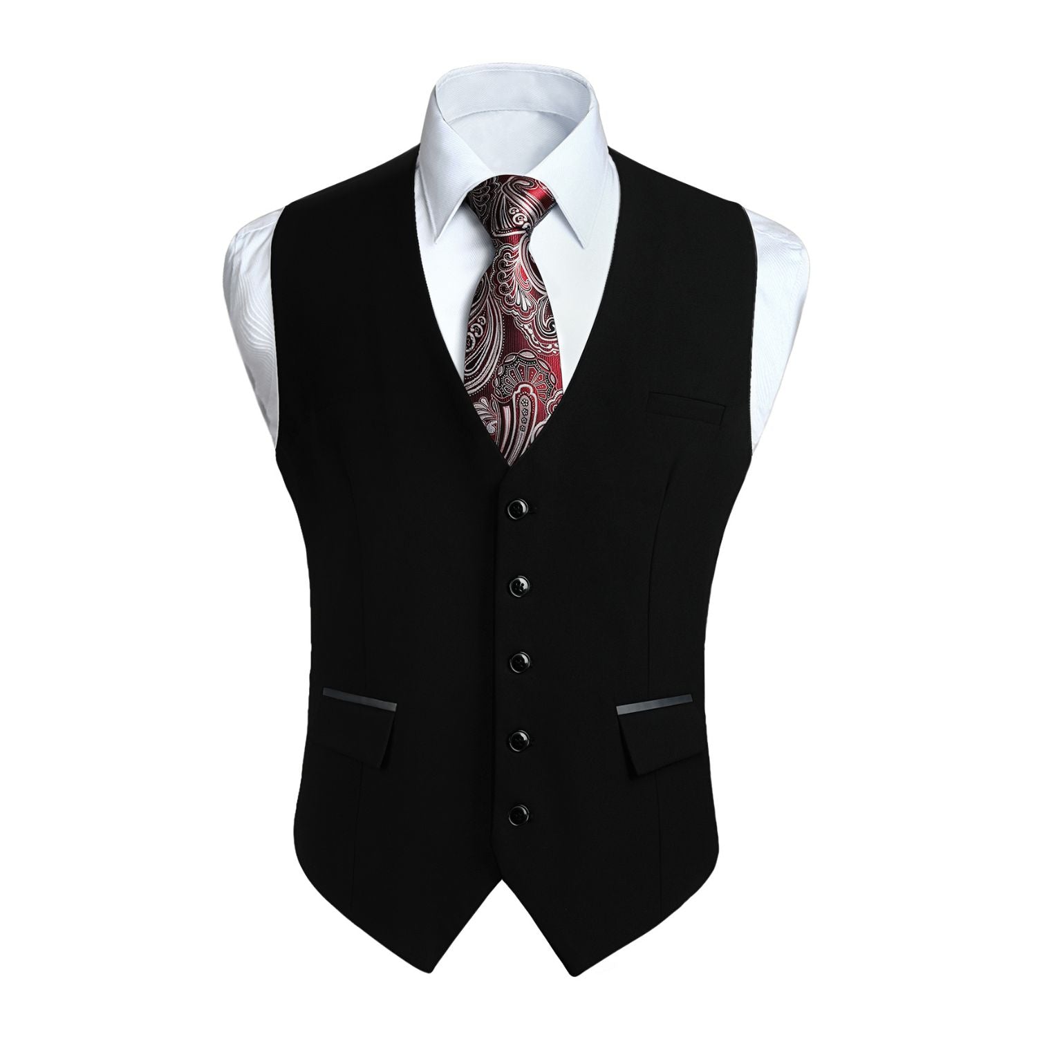 Men's Black Satin Suit Vest Formal Wear