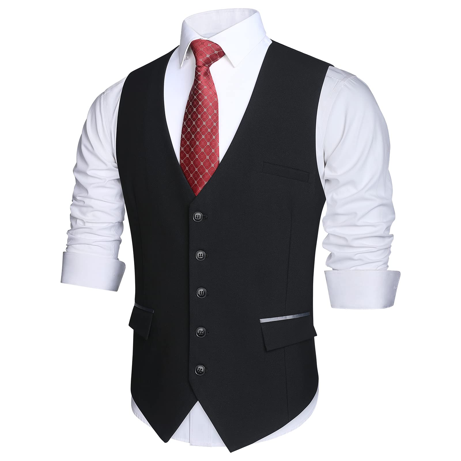 Men's Black Satin Suit Vest Formal Wear - Image 2
