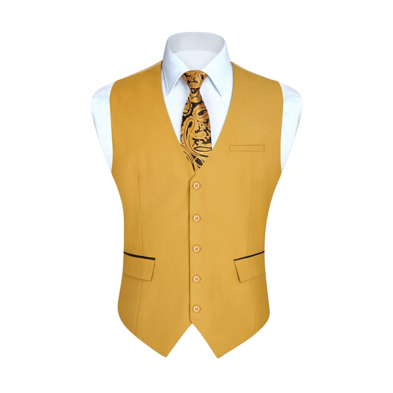 Men's Gold Satin Suit Vest Formal Wear For Wedding