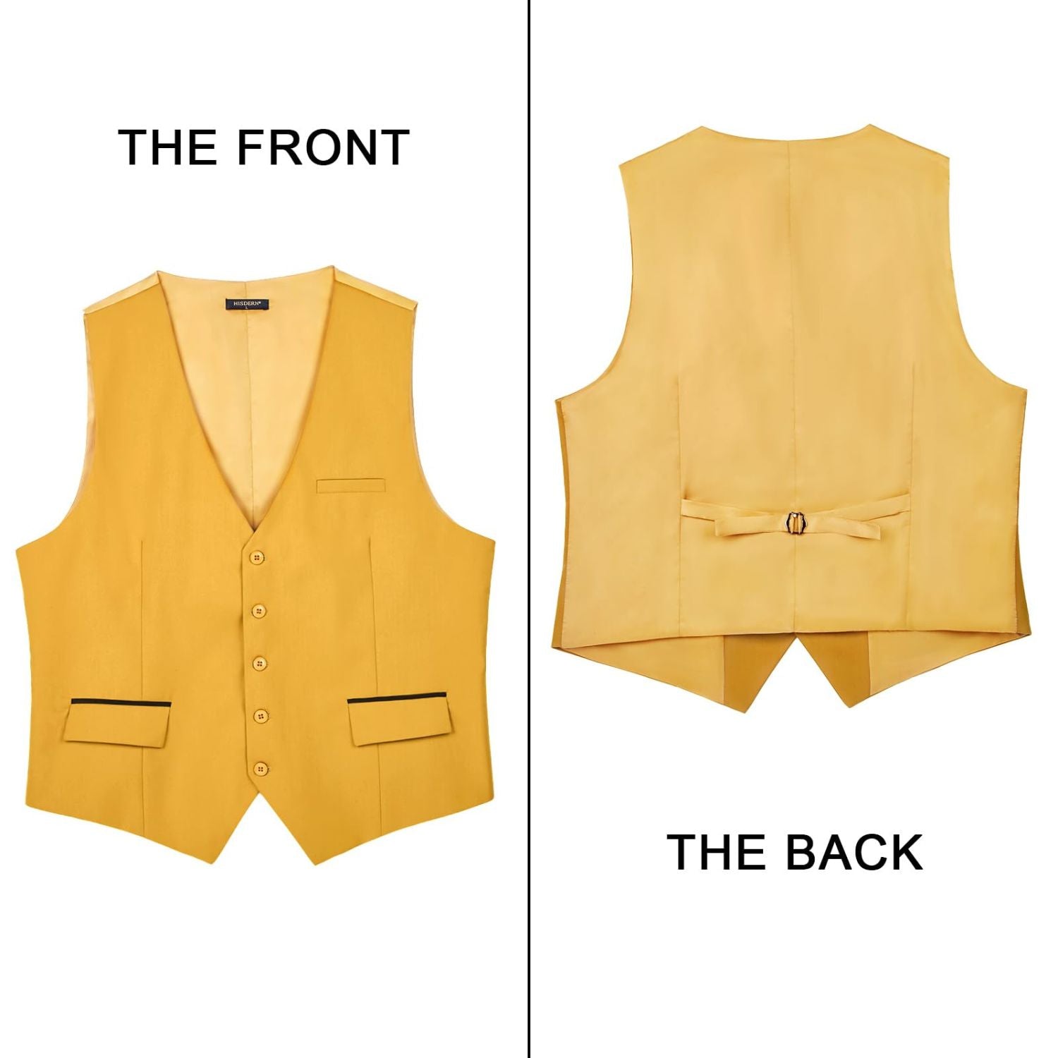 Men's Gold Satin Suit Vest Formal Wear For Wedding - Image 3