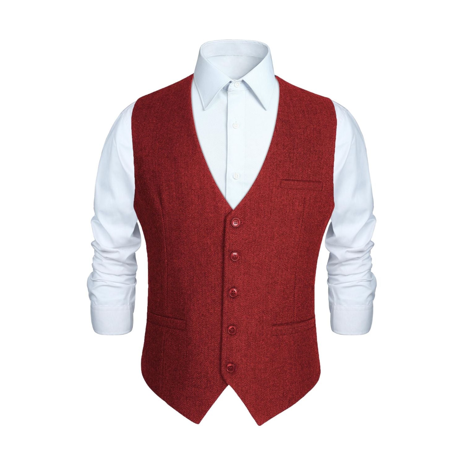 Men's Burgundy Satin Suit Vest Formal Wear