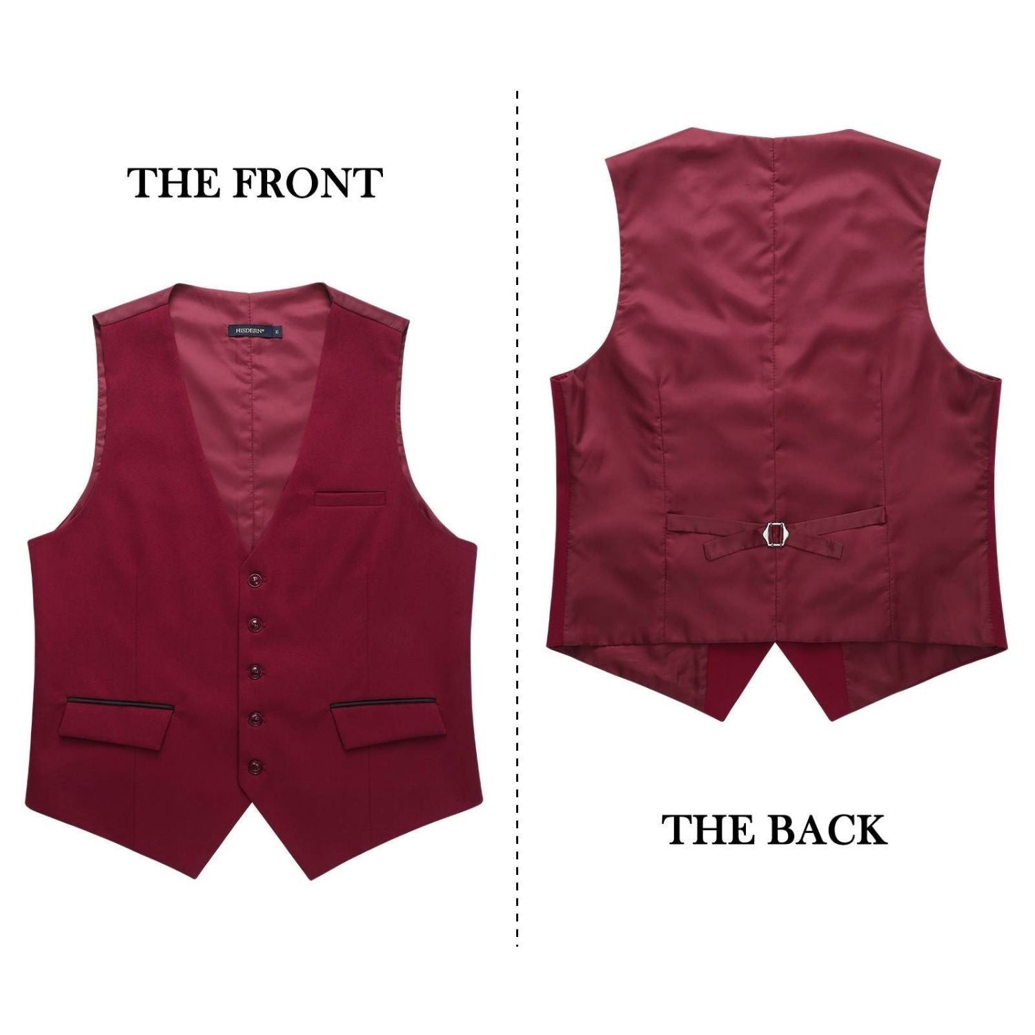 Men's Red Satin Suit Vest Formal Wear - Image 2