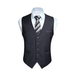 Men's Charcoal Satin Suit Vest Formal Wear
