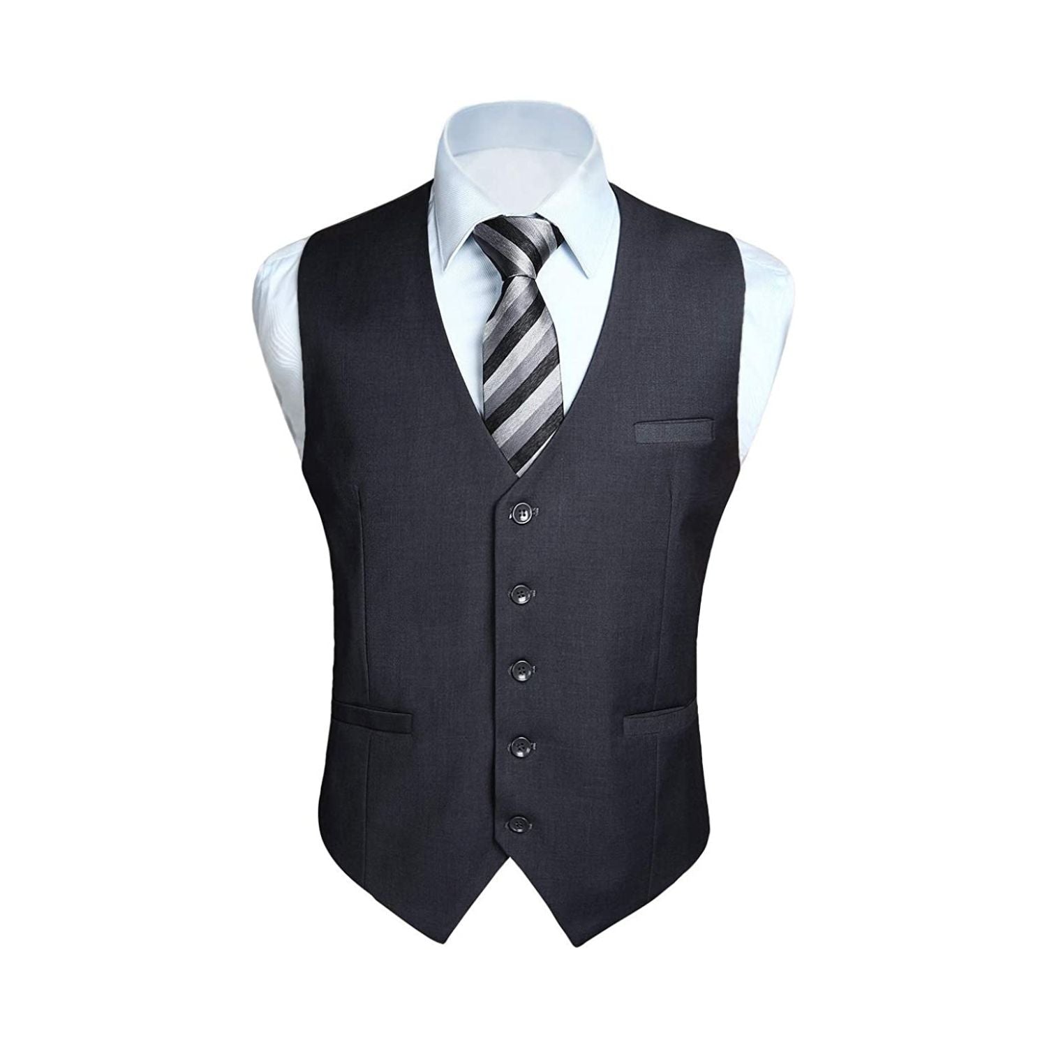 Men's Charcoal Satin Suit Vest Formal Wear