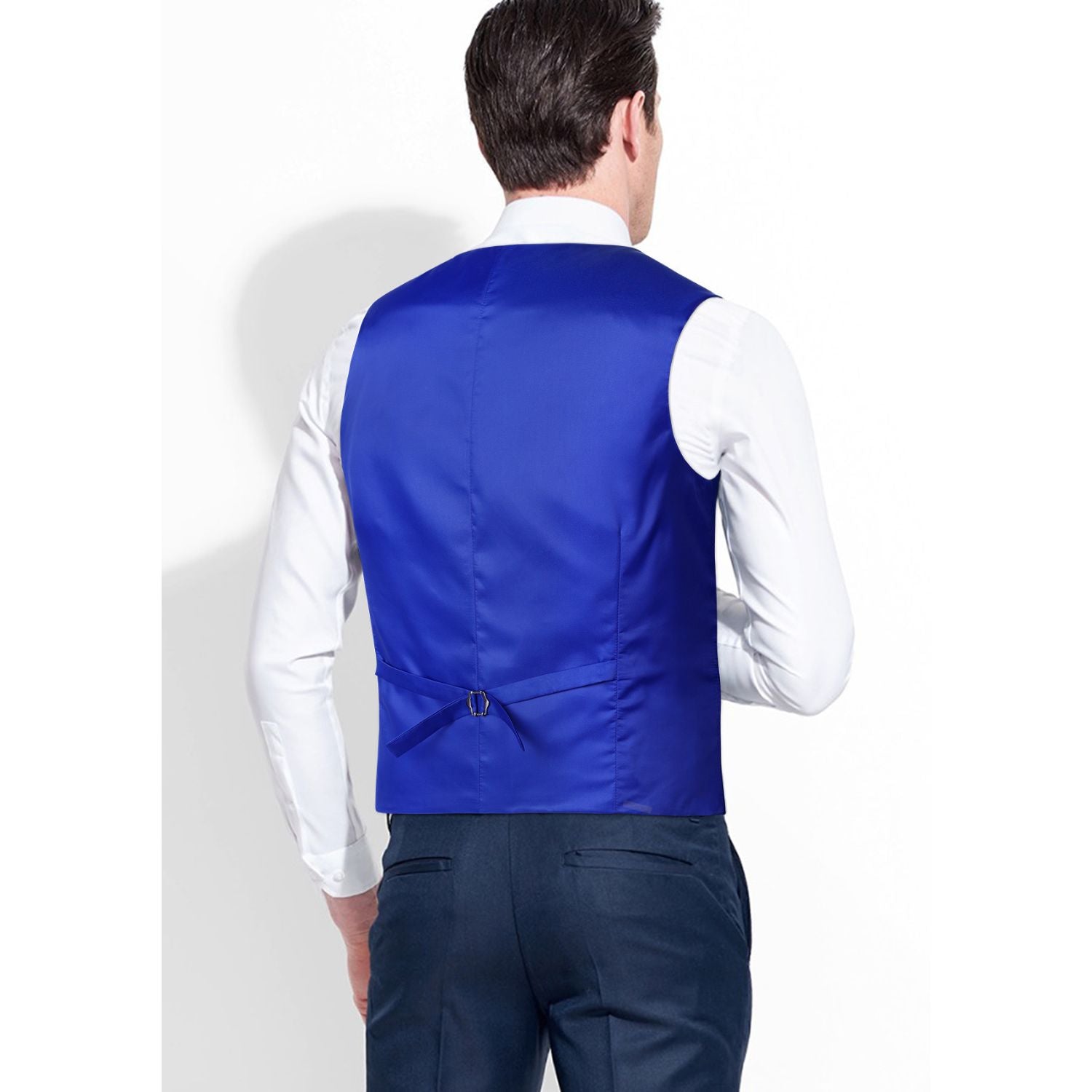 Men's Royal Blue Satin Suit Vest Formal Wear - Image 3