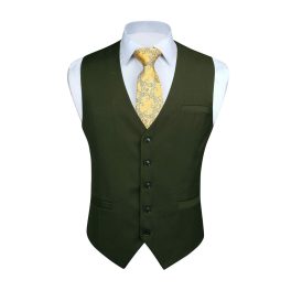 Men's Green Satin Suit Vest Formal Wear