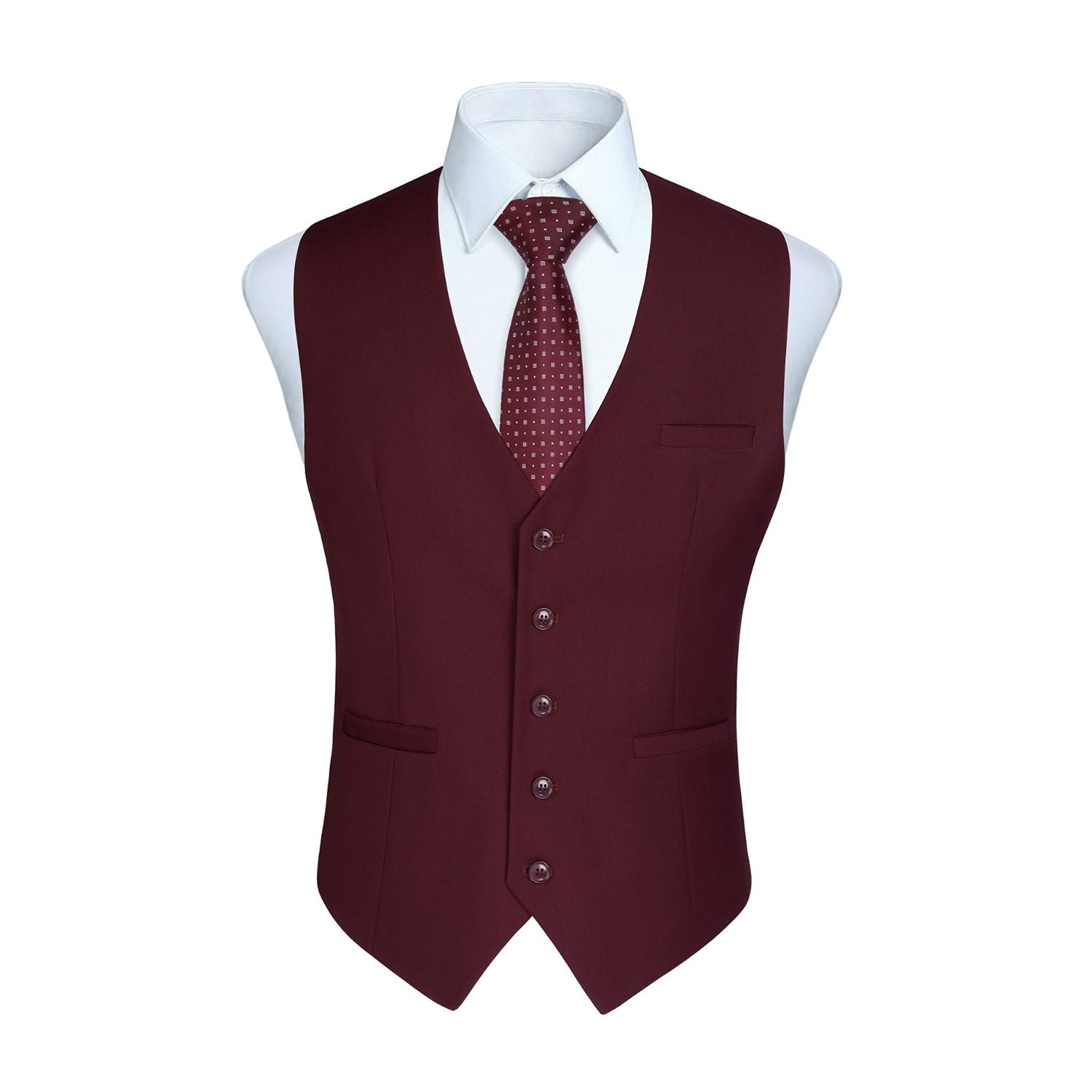 Men's Burgundy Satin Suit Vest Formal Wear