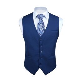 Men's Navy Blue Satin Suit Vest Formal Wear