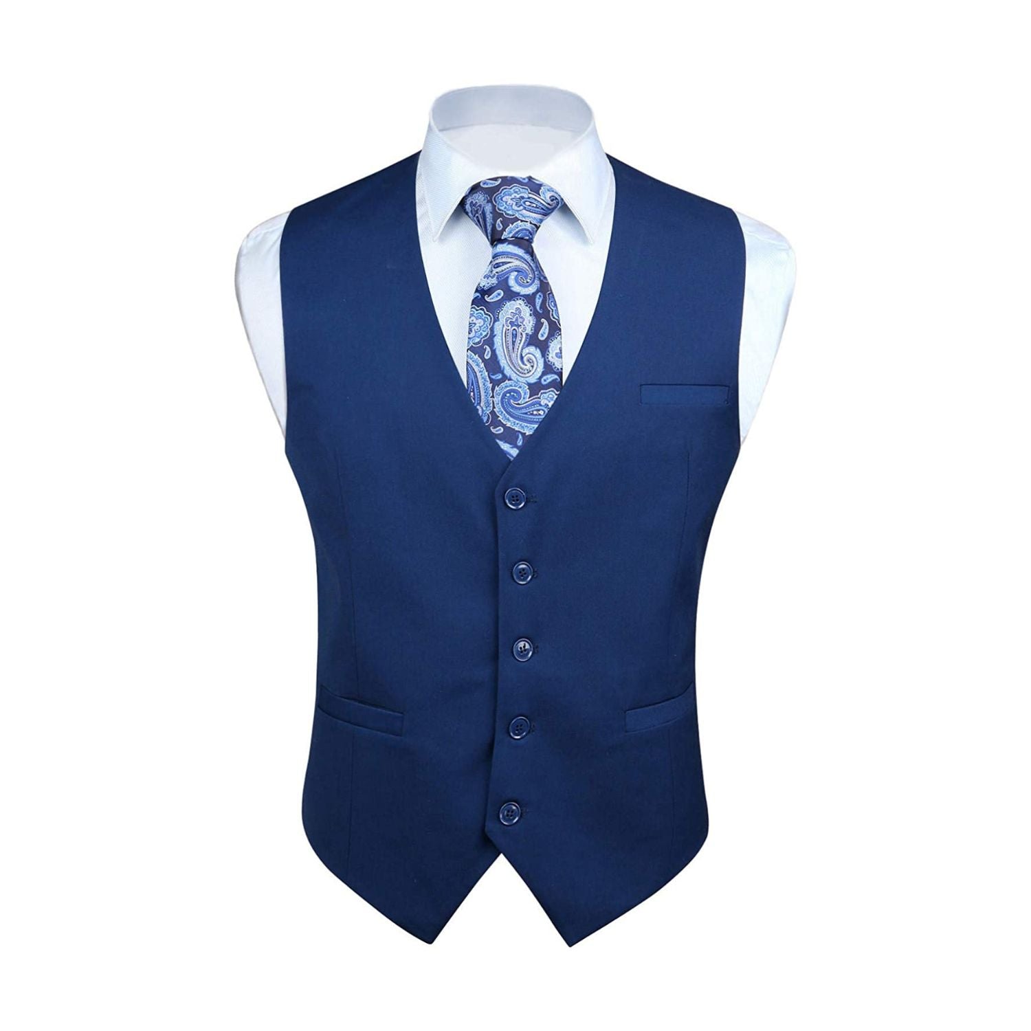 Men's Navy Blue Satin Suit Vest Formal Wear