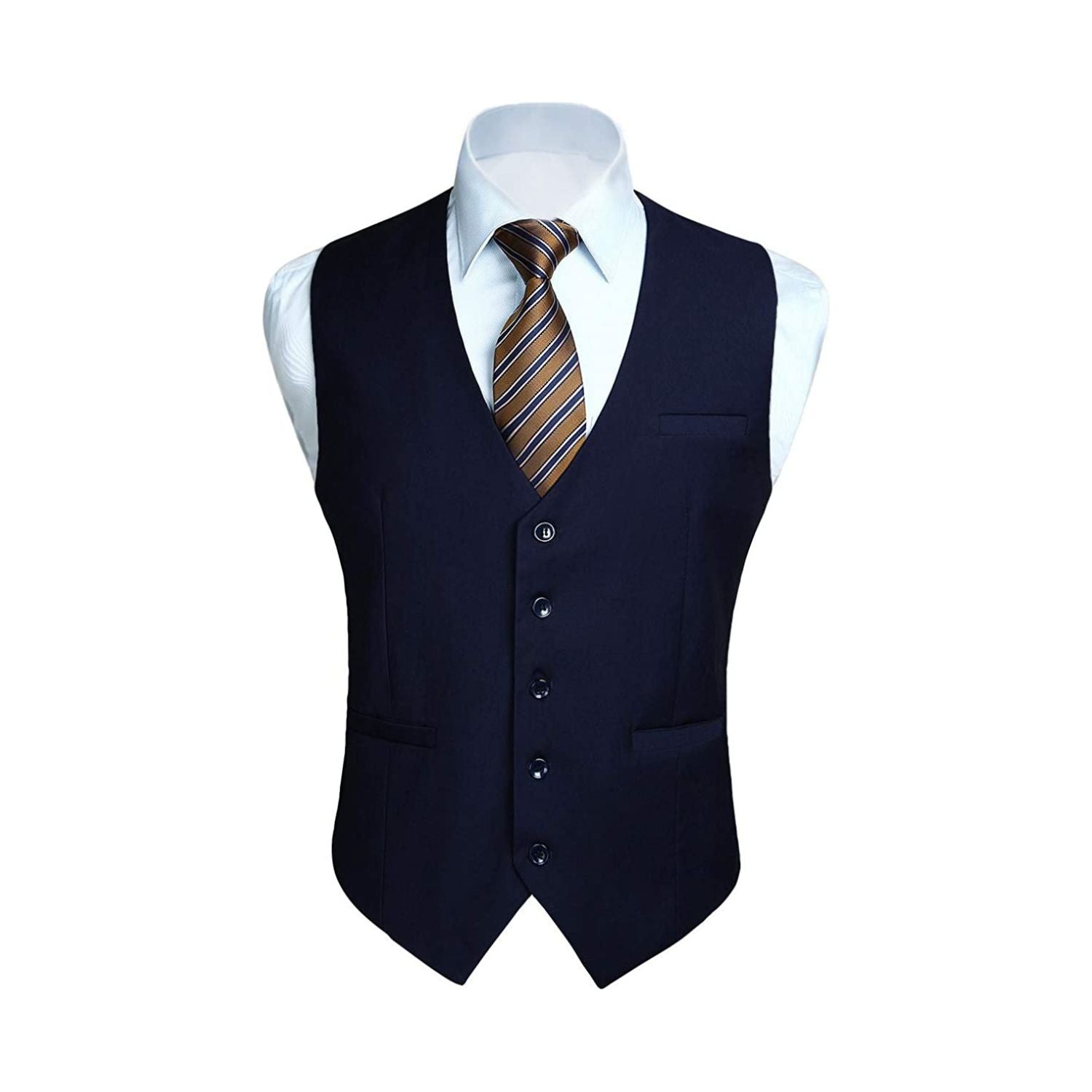 Men's Navy Blue Satin Suit Vest Formal Wear