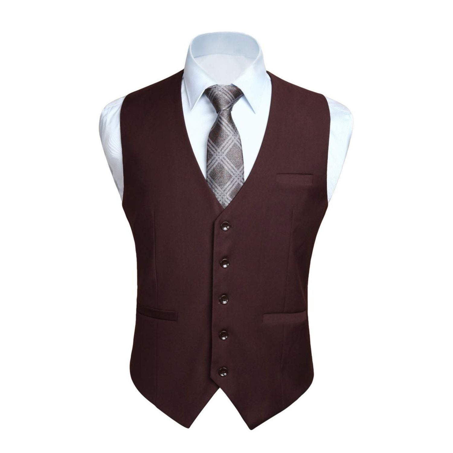 Men's Brown Satin Suit Vest Formal Wear