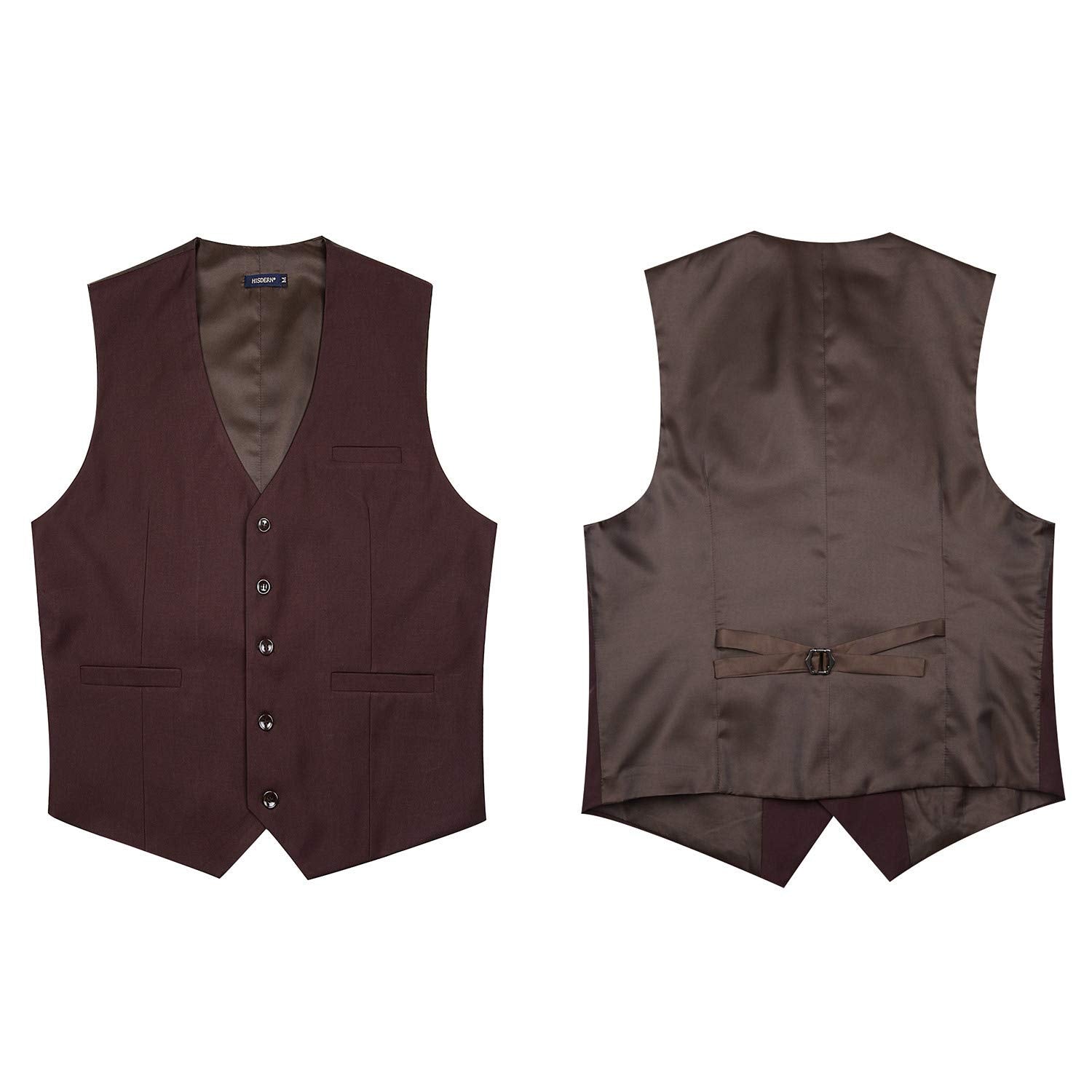 Men's Brown Satin Suit Vest Formal Wear - Image 3